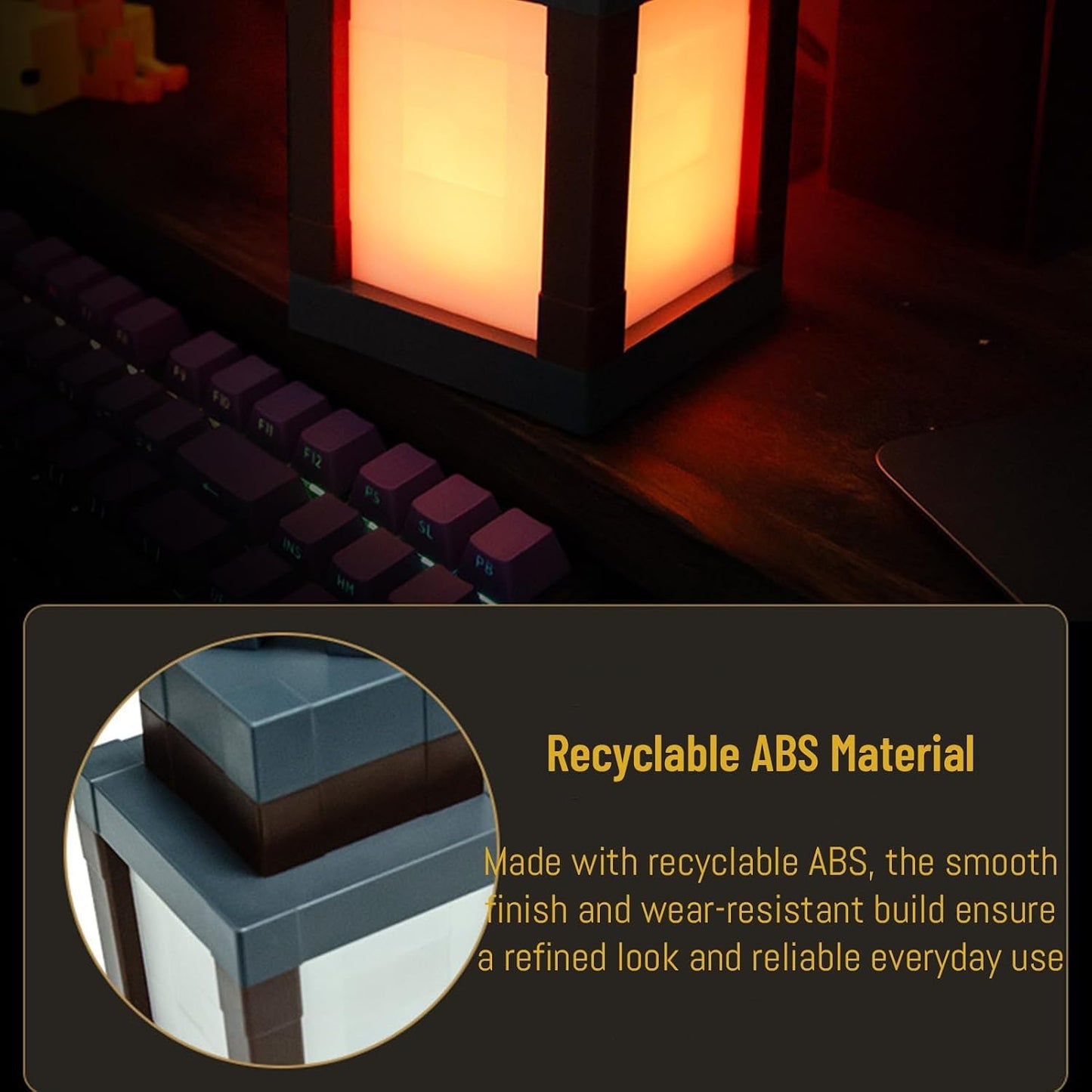 Pixel Lantern Night Light - 16 Color Changing LED Mood Light with Remote Control, Desk & Wall Mountable, Dimmable Timer for Bedroom, Nursery, Gaming Room Decor Gift 1 Pcs