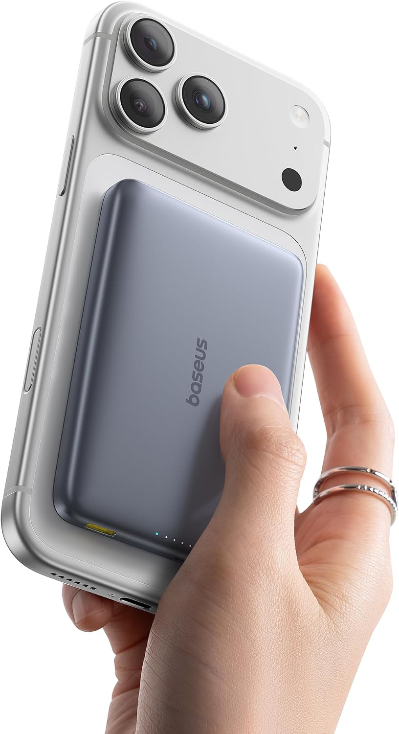 Baseus Picogo Magsafe Portable Charger, Qi2 15W 0.5" Ultra Slim 10000mAh Wireless Power Bank, 27W Fast Charging Magnetic Battery Pack with USB-C for iPhone 17 Pro Max/17 Pro/Air/16/15/14/13/12
