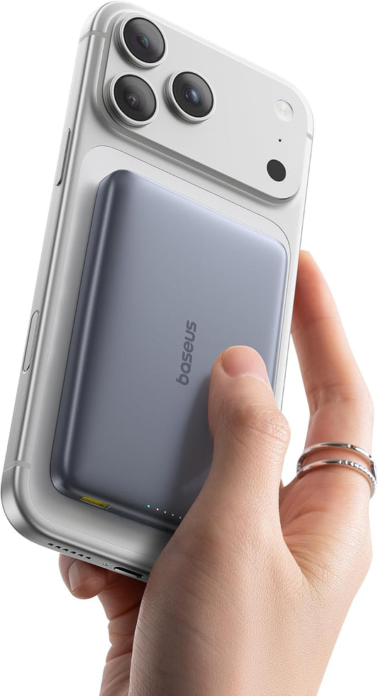 Baseus Picogo Magsafe Portable Charger, Qi2 15W 0.5" Ultra Slim 10000mAh Wireless Power Bank, 27W Fast Charging Magnetic Battery Pack with USB-C for iPhone 17 Pro Max/17 Pro/Air/16/15/14/13/12