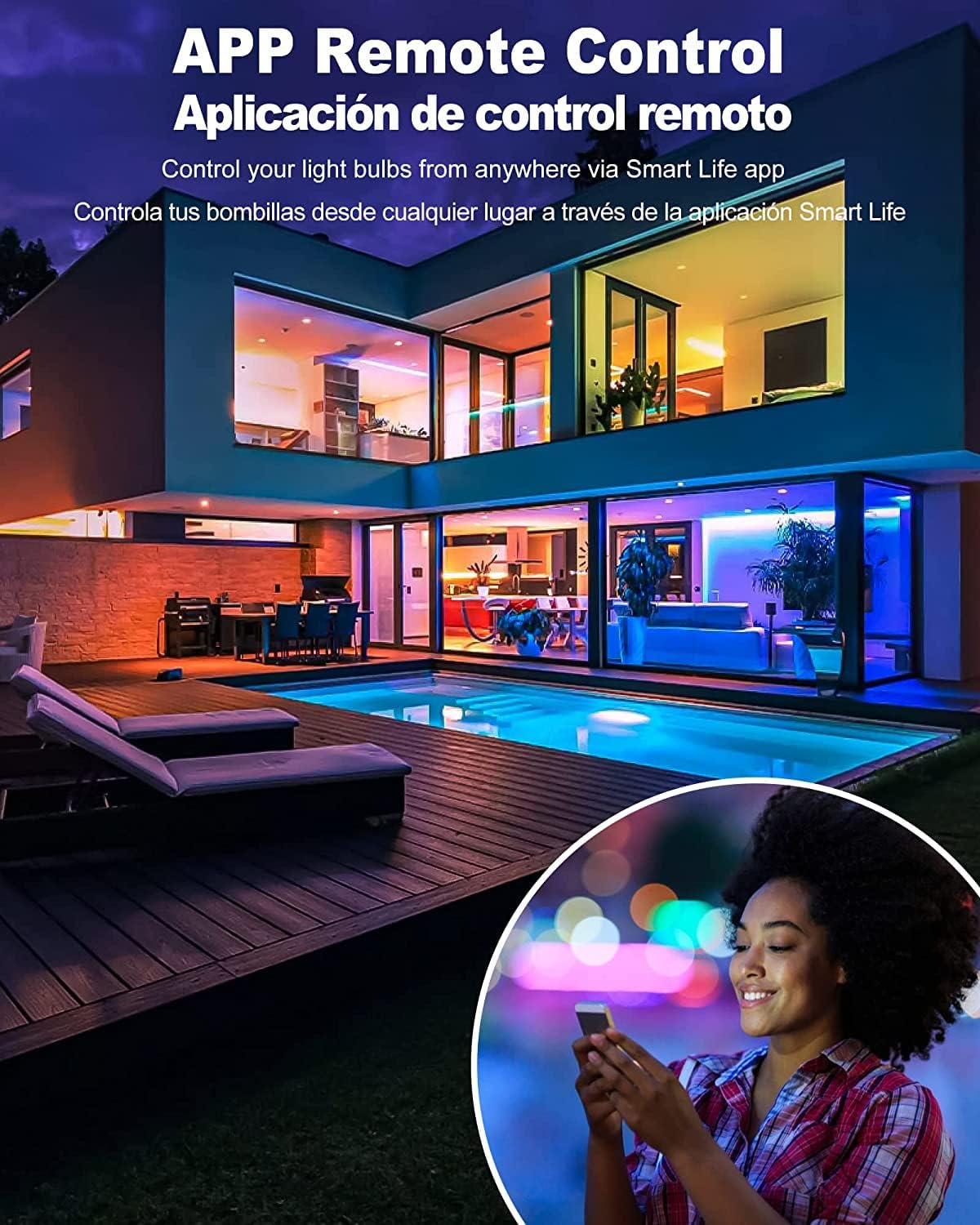 OHLUX Smart Light Bulbs, Color Changing LED Bulbs for Alexa and Google Assistant, 2.4GHz WiFi and Bluetooth with Music Sync, E26 A19, 120V, 4 Pack