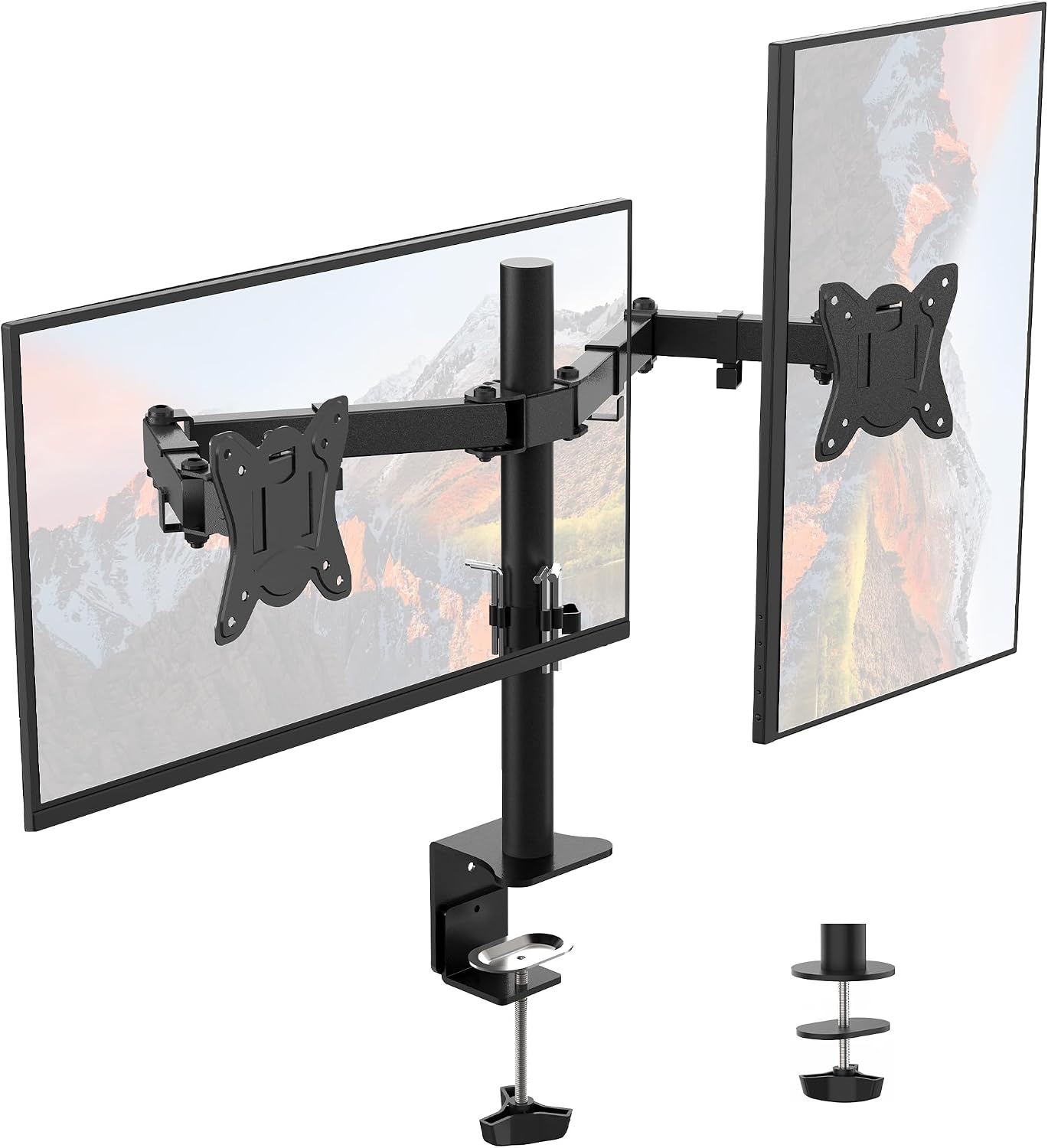 GRIFEMA Monitor Mount for 13-32 in, Dual Monitor Arm, Up to 19.8 Lbs Each | Full Motion Adjustable Height, 360° Rotate, Tilt, Swivel, Easy Install, VESA 75/100 mm, Monitor Stand for Home Office Gaming