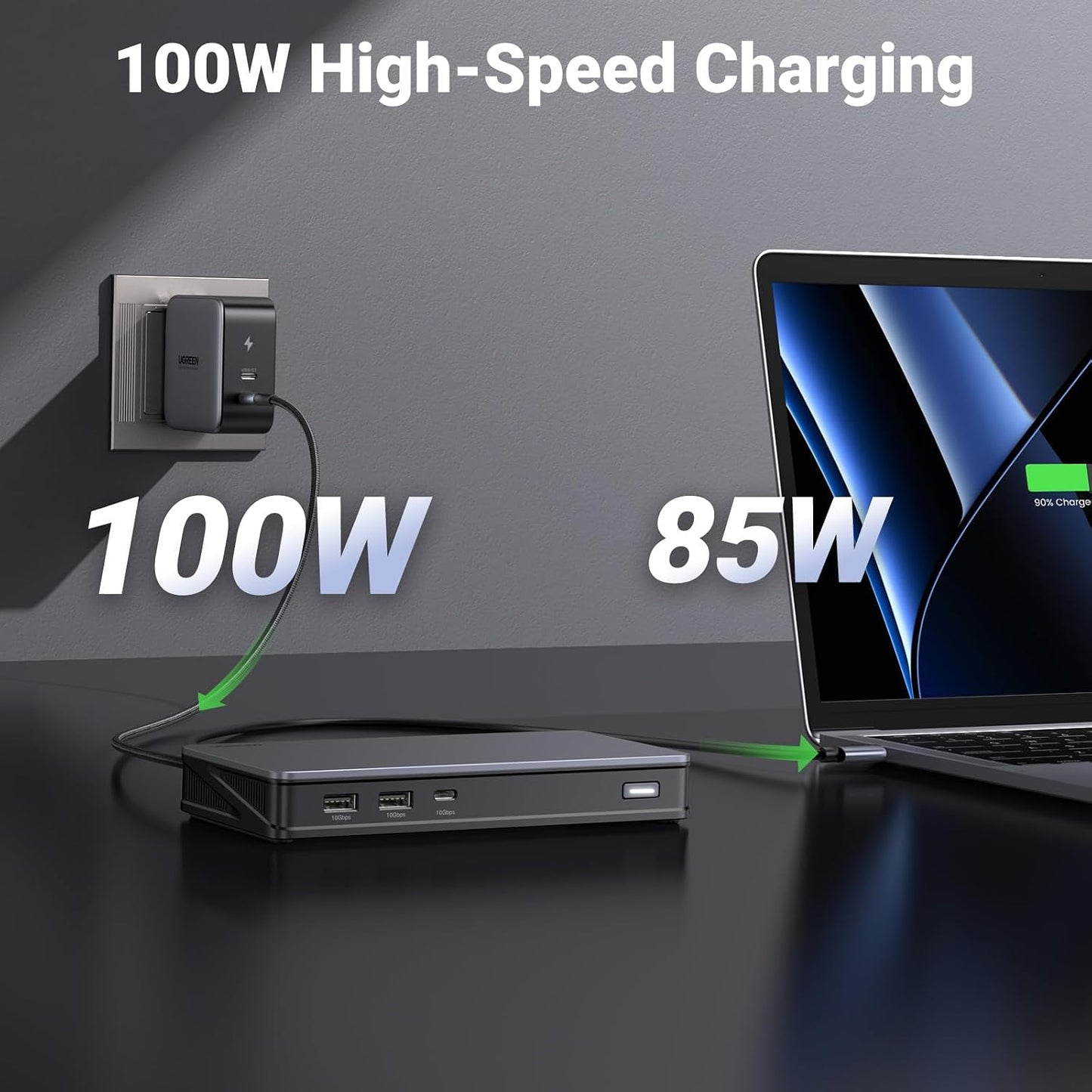 UGREEN USB C DisplayLink Docking Station, Dual 4K@60Hz, Driver Required | 9-in-1 Dual Monitor Dock for MacBook and Windows with 2xHDMI, 2xDP, 10Gbps USB-C and USB-A, 100W PD, Gigabit Ethernet