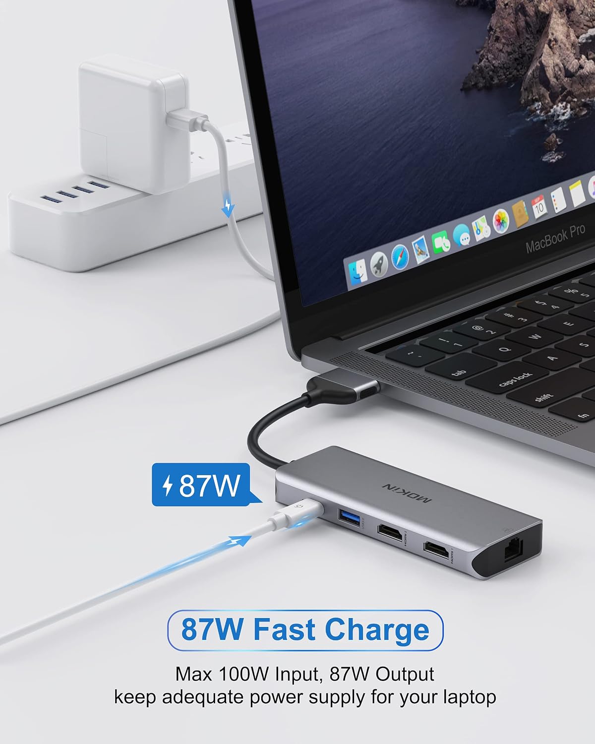 MacBook Pro Docking Station Dual Monitor MacBook Pro HDMI Adapter,9 in 1 USB C Adapters for MacBookPro Air Mac HDMI Dock Dongle Dual USB C to Dual HDMI Ethernet 3USB SD/TF100W PD