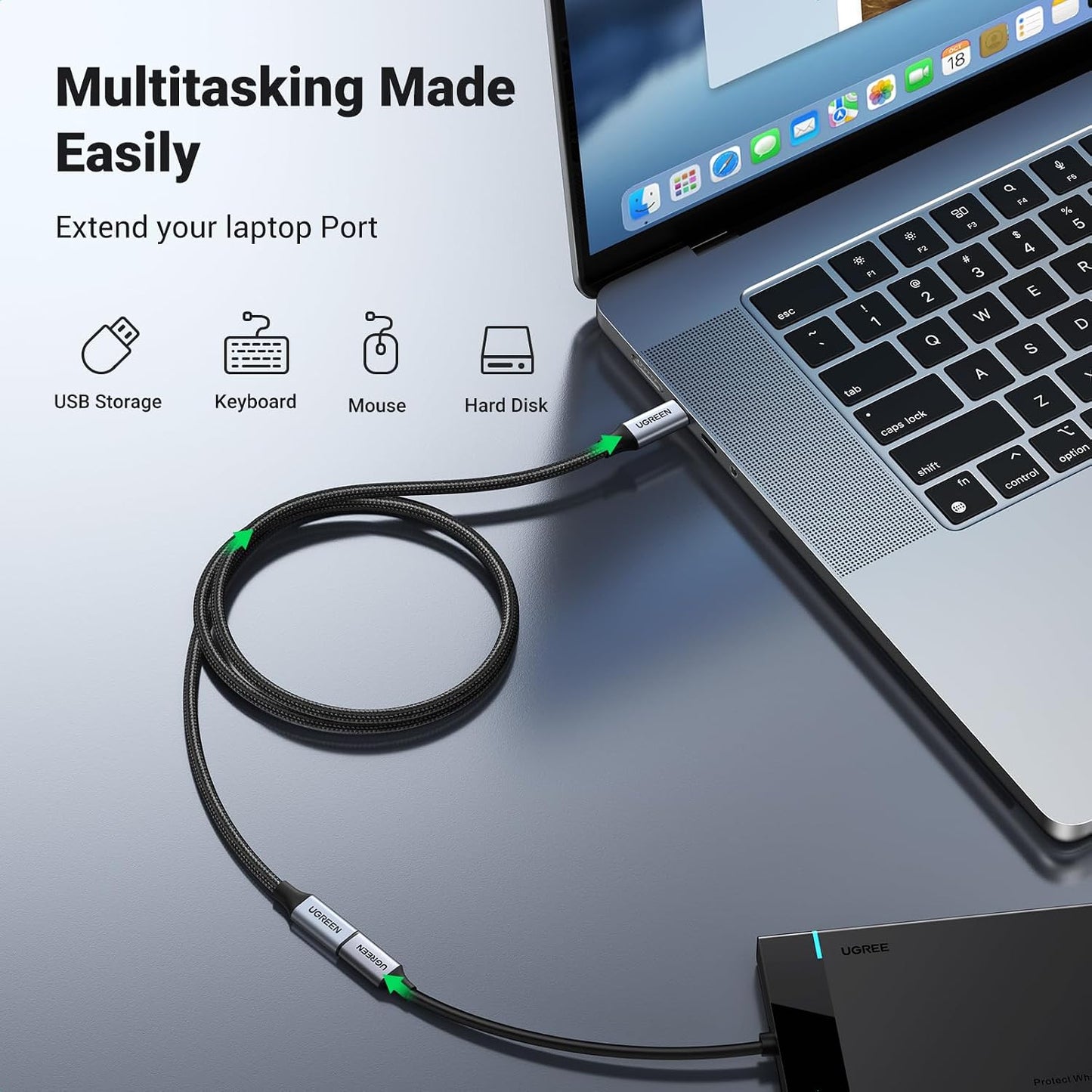UGREEN USB C Extension Cable, (10Gbps/100W) USB C Extender 3.3 ft | Fast Charging & Transfer Type C Male to Female Cord Compatible with PSVR2/MacBook Air M2 Pro//iPad Pro/Magsafe
