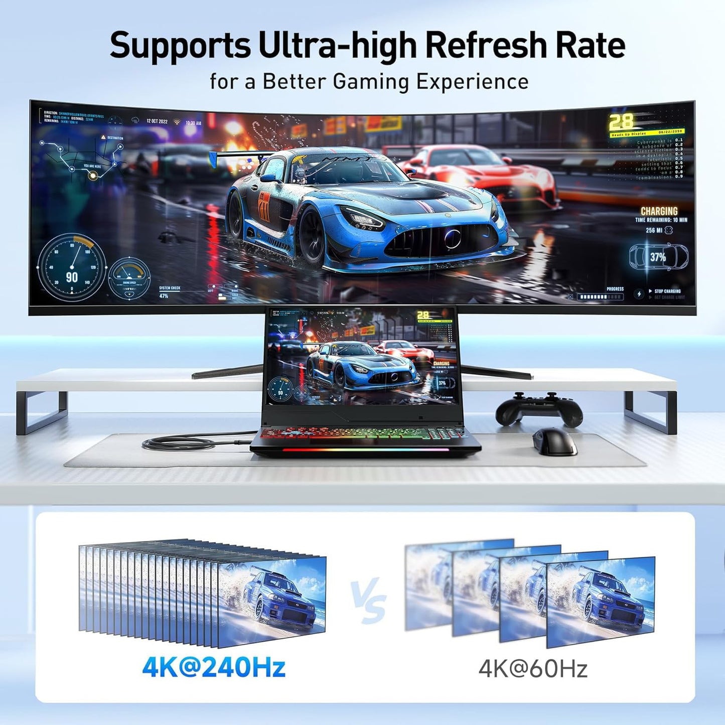 Cable Matters Unidirectional USB C to DisplayPort 1.4 Cable, 6ft | 8K@60Hz / 4K@240Hz, Not for Portable USB C Monitors, Thunderbolt 4 to DisplayPort Cable