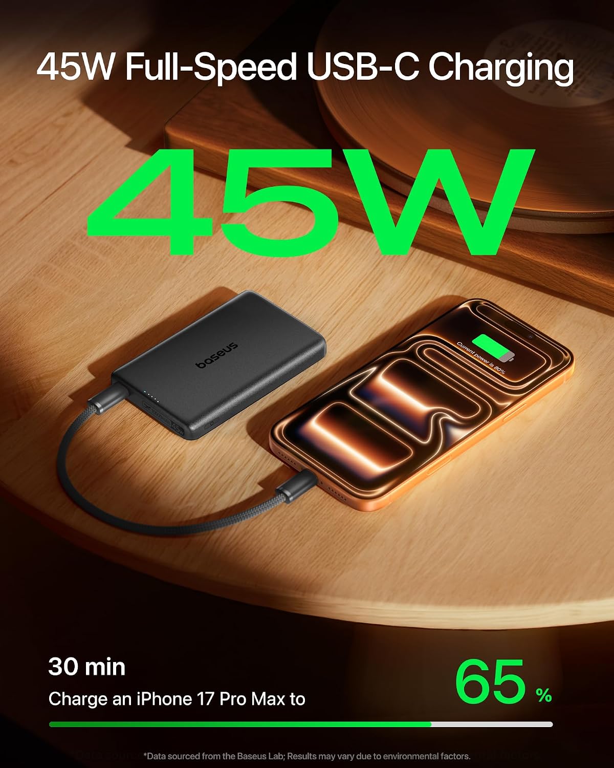Baseus Picogo AM52 MagSafe Power Bank, Qi2.2 25W 10,000mAh Magnetic Portable Charger, 0.6" Slim 45W USB-C Fast Charging Alloy Wireless Battery Pack, Travel Essential for iPhone 17/16/15/14/13/12 Only