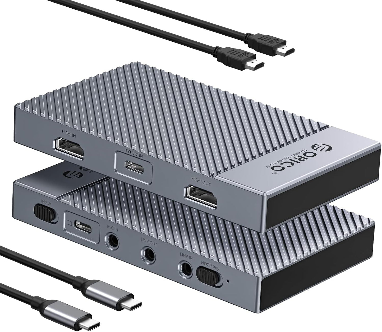ORICO IS6 4K Portable HDMI Capture Card for Streaming, Dual 4K@60Hz Inputs, USB C Game Capture Card with Audio Ports Compatible with PS5, Xbox, Switch, OBS Recording, Works on PC, Mac, Laptop, iPad