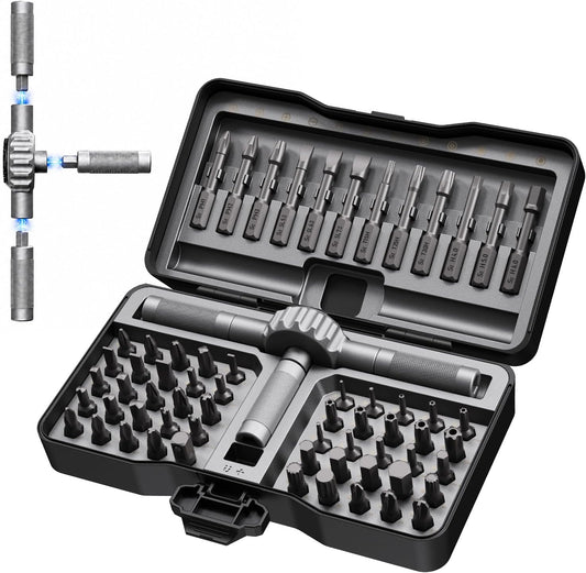 64 IN 1 Magnetic Ratchet Screwdriver Set, T Handle Ratchet Screwdriver Kits with S2 Steel Bits for Home Daily Repair, Precision Electrical Appliance Repair, for Men Husband