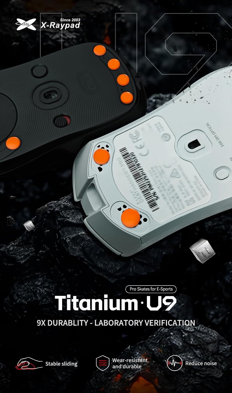 X-Raypad Titanium U9 Universal Dot Gaming Mouse Skates - Premium Quality, Durable & Quiet, Smooth Glide, Universal Compatibility for Gaming Setups (Ultra Big 8mm)