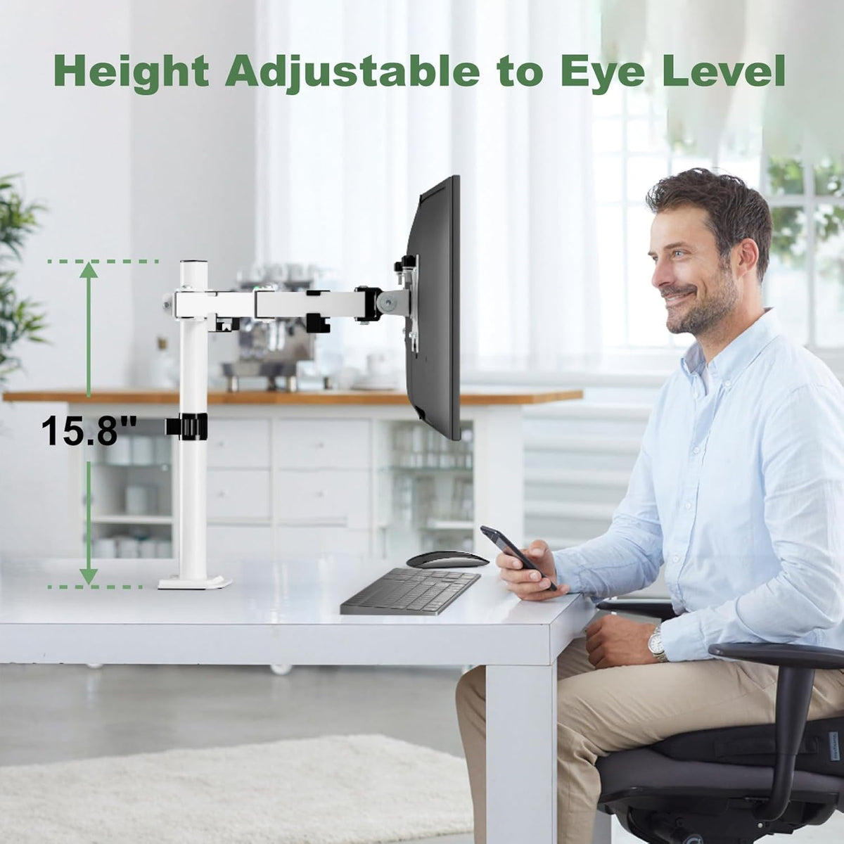 UPGRAVITY White Dual Monitor Mount Stand for Two 17"-32" Screens | Fully Adjustable Dual Monitor Arms Hold up to 17.6lbs, VESA 75x75/100x100mm, C-Clamp/Grommet Base