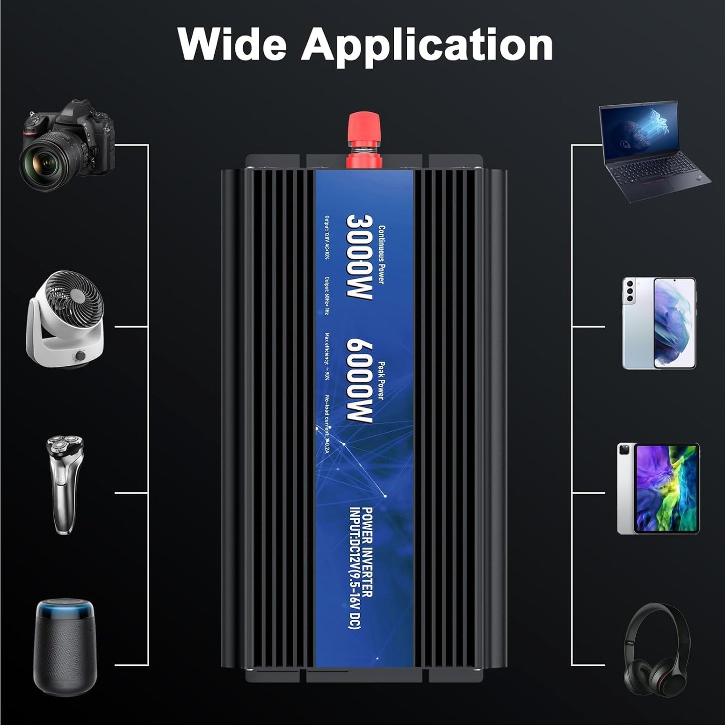 3000W Power Inverter 12V DC to 110V/120V AC Converter, 6000W Peak RV Use | LCD Display & Remote Control, Dual AC Outlets，3.4A USB Port for RV, Truck, Solar System, Emergency Backup, Camping,Off-Grid