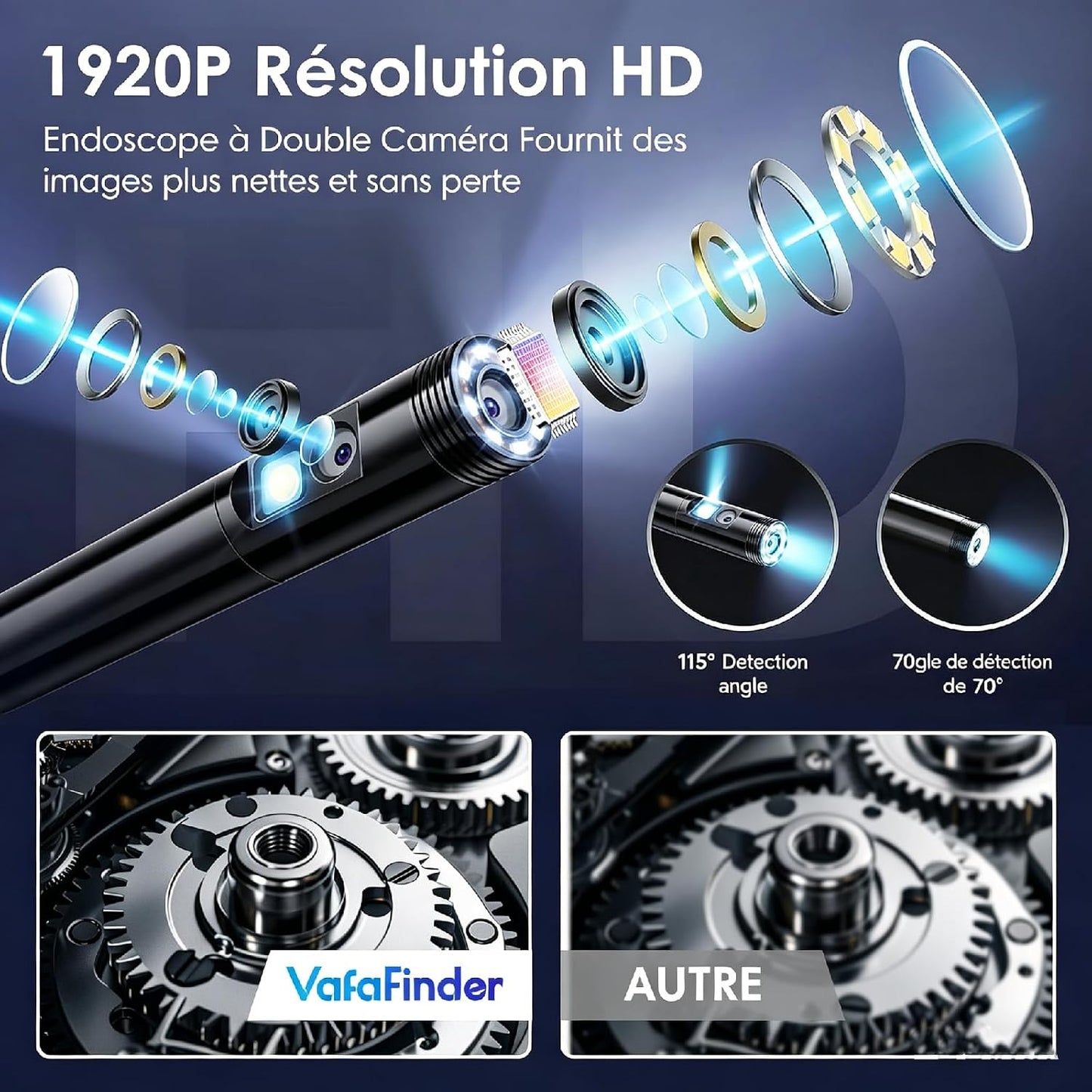 DualLens Endoscope Camera with Light,1920P HD Inspection Camera for Automotive & Home, IP67 Waterproof Borescope with Semi-Rigid Snake Cable,Detects Pipe Clogs,Engine Issues-16.5FT for iPhone Android