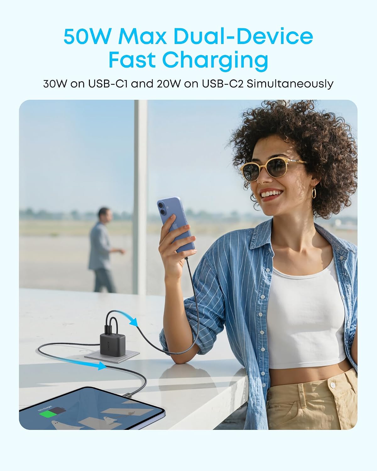 Anker Zolo USB C Charger Block, 50W Max Output Type C Charger Fast Charging | 2 USB C and 2 USB A, for iPhone 17/17 Pro Max/16 Series, MacBook, iPad, Pixel, Galaxy, Apple Watch and More (2-Pack, Black)