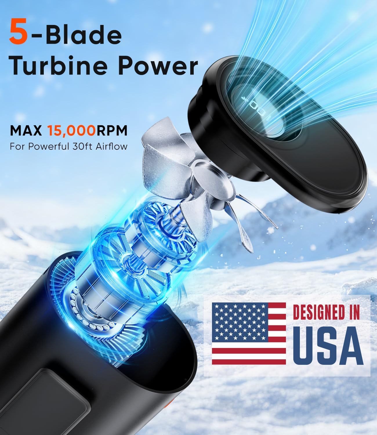 AI Portable Waist Fan, 6-Speed 15,000RPM Strong Turbo Airflow, 30H Cooling Battery Powered Personal Fan Rechargeable, Wearable Hands-Free Shirt/Belt/Body Fan for Travel, Work, Outdoor, Gift for Men