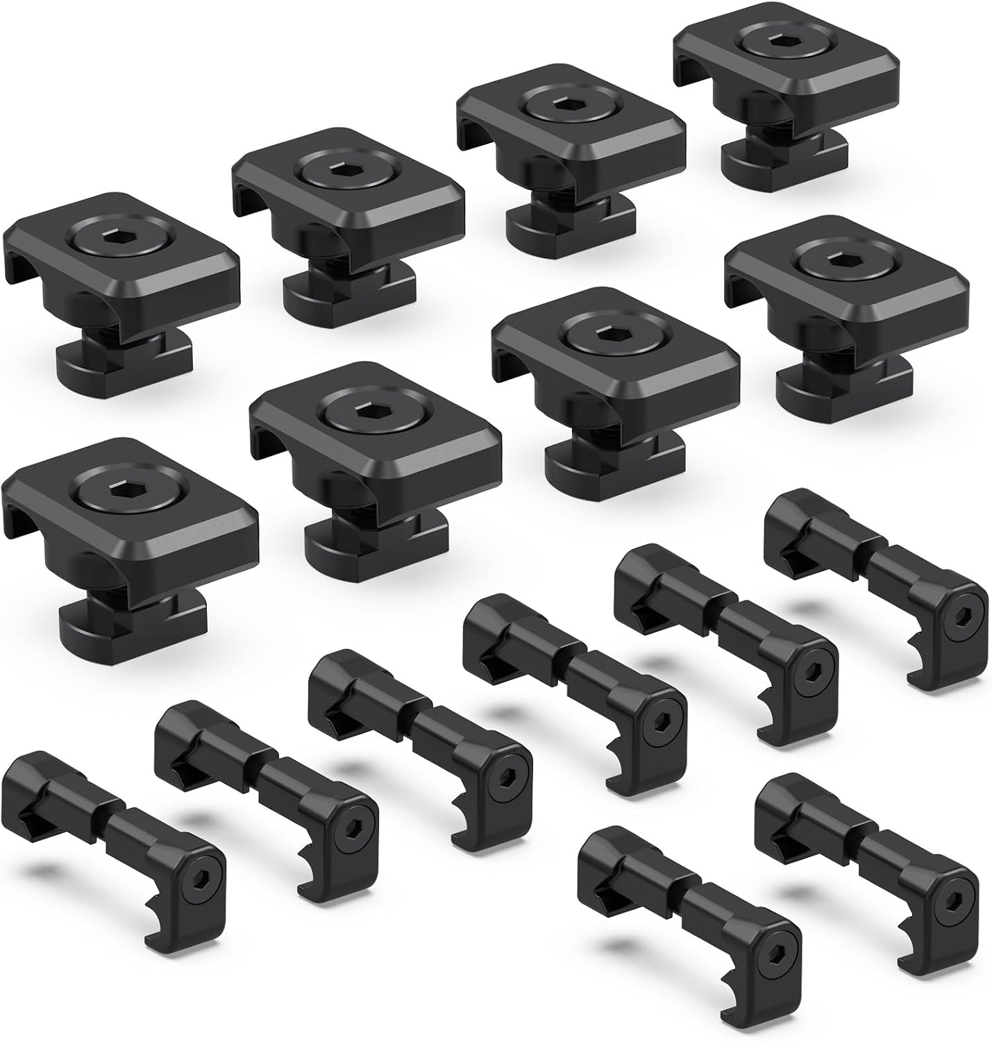 Pressure Switch Cable Management Kit Compatible with M-LOK/Picatinny Rail, Pressure Switch Cable Guides, Cable Clips, Wire Management for Flashlight/Laser, 16 Pack(8 Mlock + 8 Picatinny) - Black