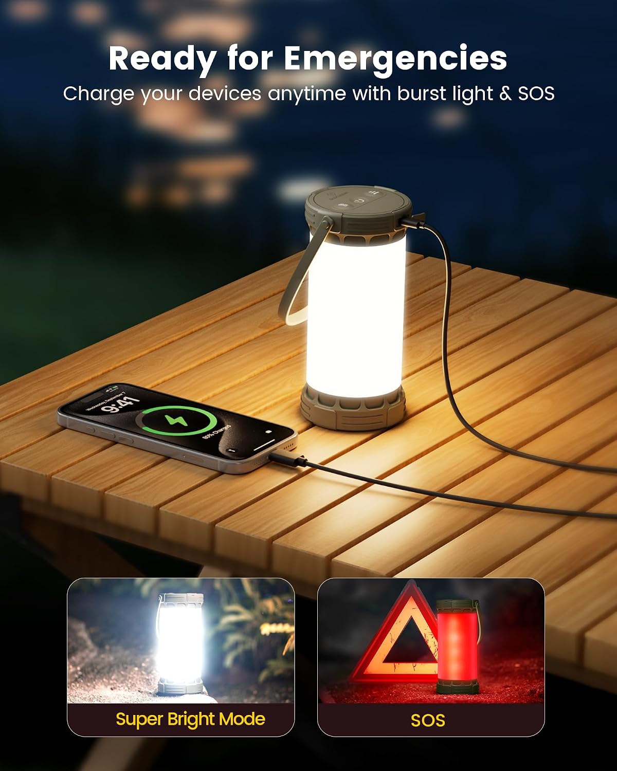 Glocusent LED Ultra Bright Camping Lantern, Camping Light with Max 1500LM | 5000mAh Portable Camping Light with 3 Colors & 5 Brightness, SOS, Rechargeable Lantern for Power Outages Hiking Emergency