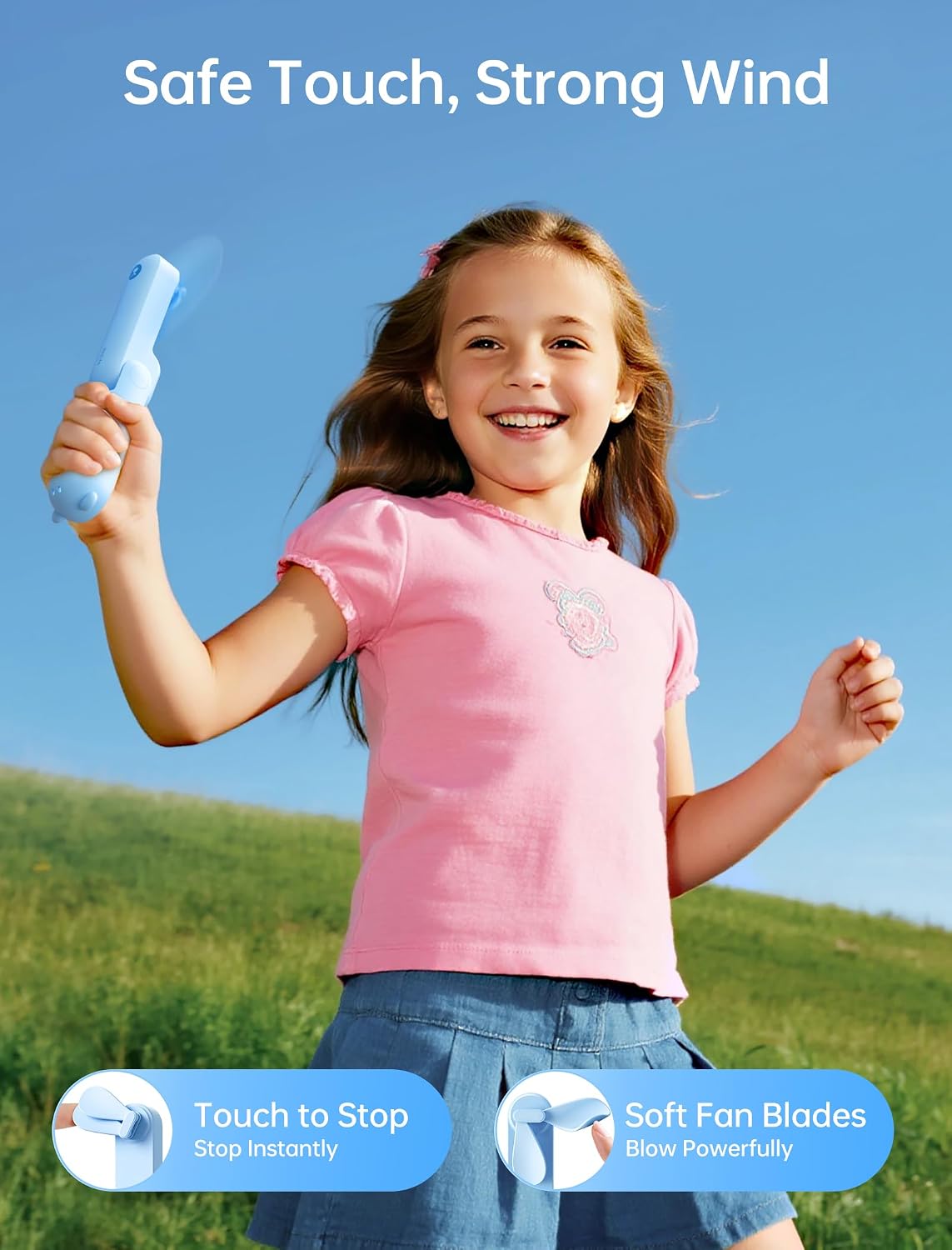 JISULIFE Handheld Fan 8 Plus: 40H Cooling & 4500mAh PowerBank & Flashlight | USB Rechargeable, Portable Pocket Size for Travel, Makeup, Concerts, Summer Gifts for Women(Blue)