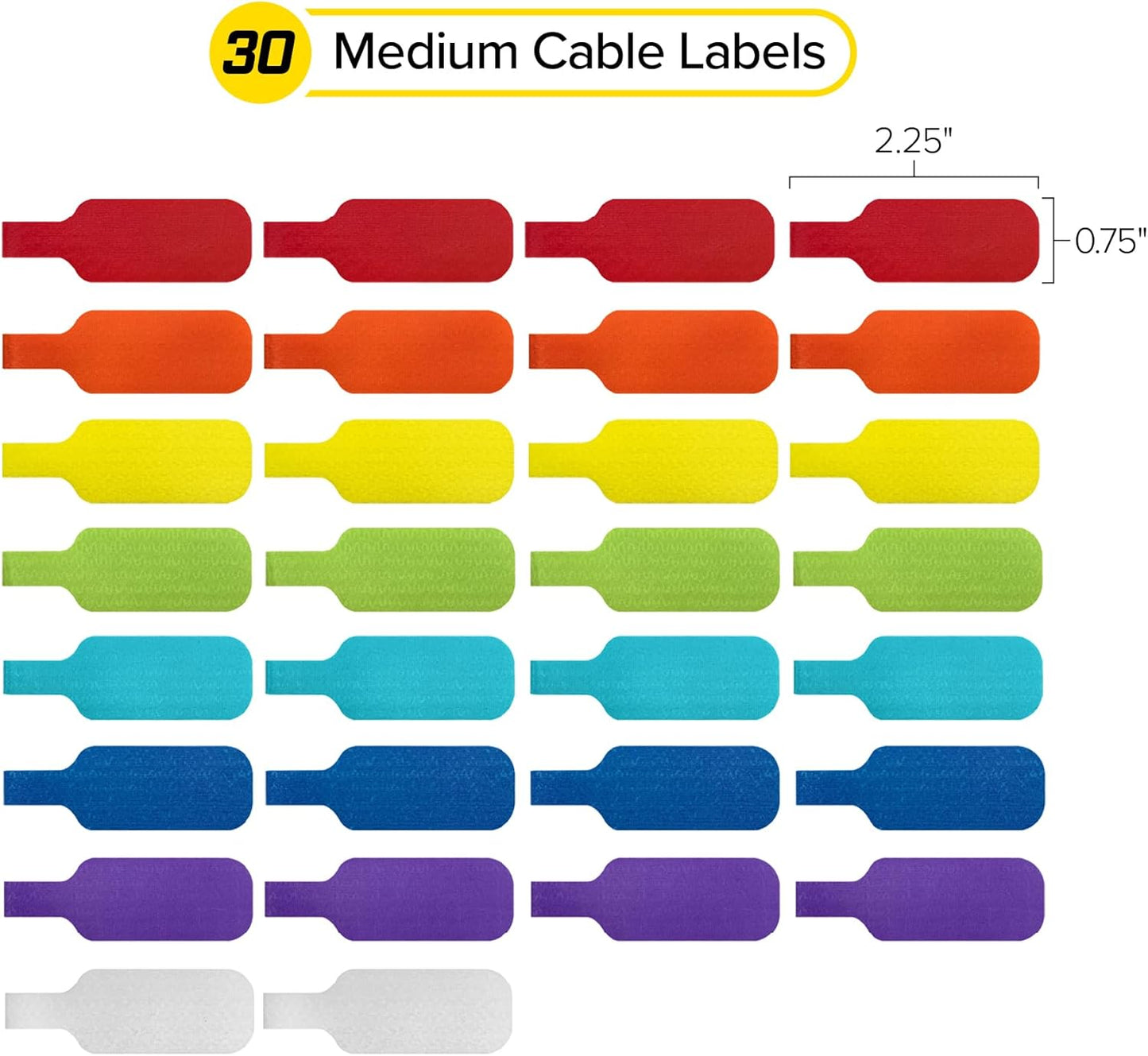 Wrap-It Storage - Cable Labels, Medium, Multi-Color (30-Pack) Write On Cord Tags for Wire Management and Identification | Write On Cord Labels, Wire Labels, Cable Tags and Wire Tags for Spring Cleaning Cable Management and Identification