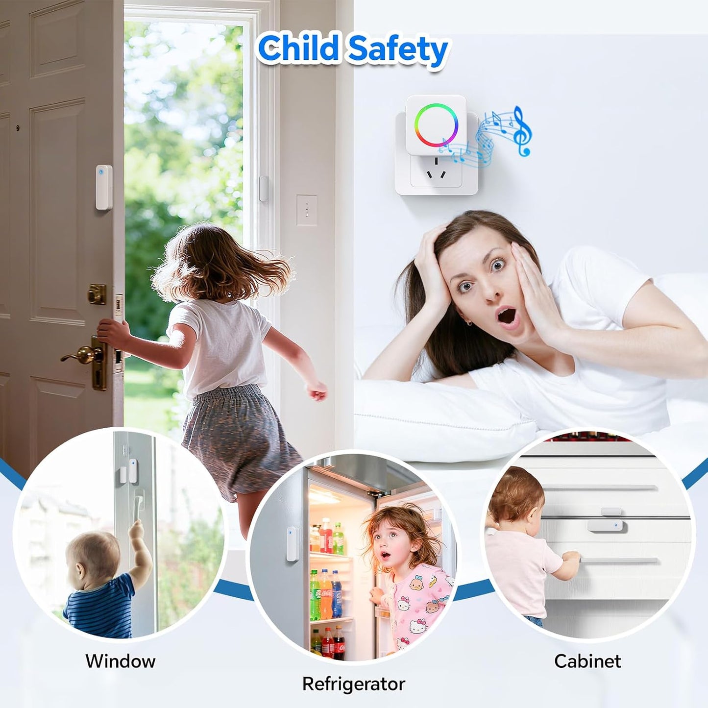 Door Chime When Door Opens, Satisure Wireless Doorbell Sensor Alarm | 700FT Door Entry Alert with 58 Chimes & 5 Volume Levels. Ideal Door Sensor Chime for Kids, Toddler & Dementia Safety