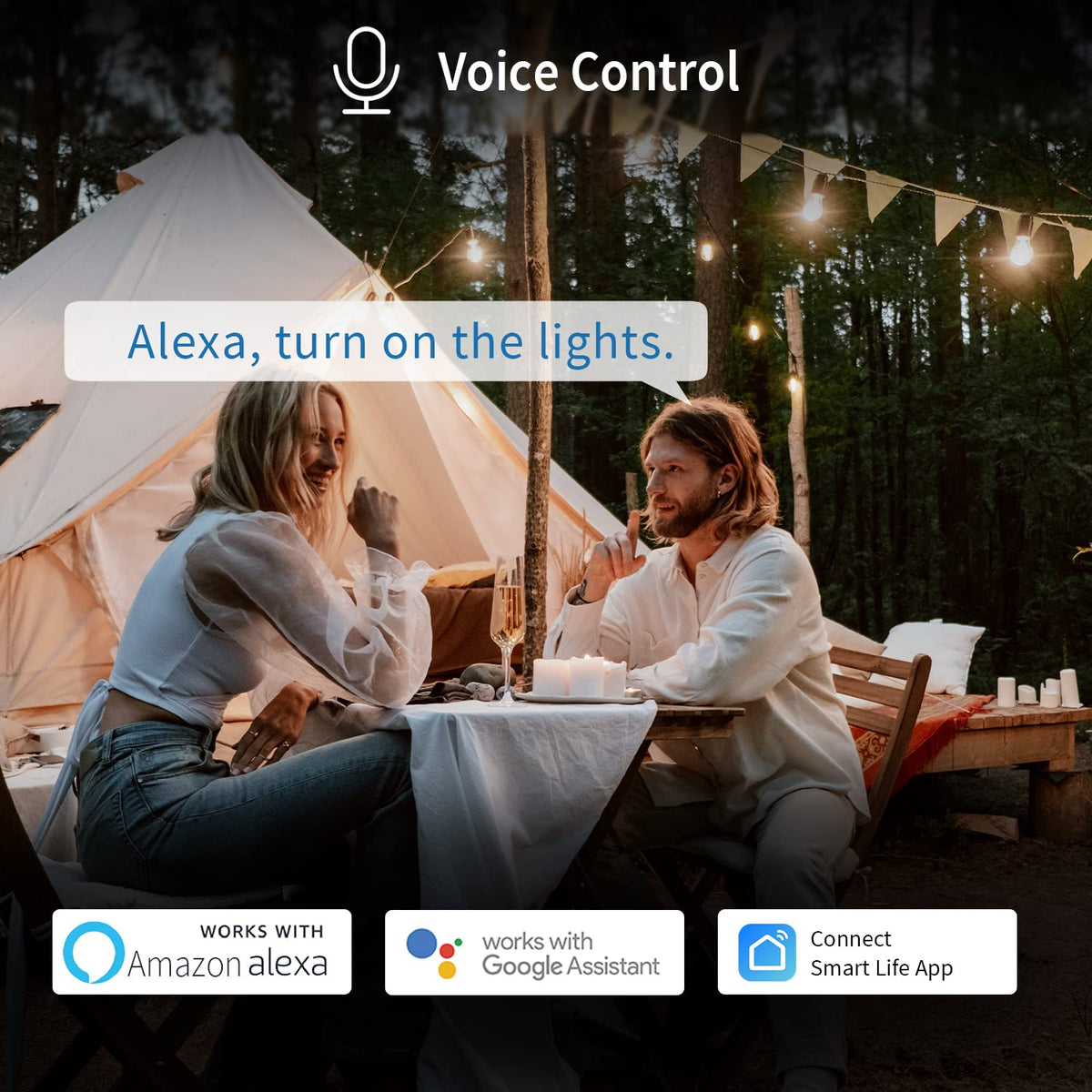 New One Outdoor Smart Plug, 2.4G WiFi Outdoor Outlet with Dual Outlets, Compatible with Alexa, Google Home, Smart Life, Wireless Voice Remote Control, IP65 Waterproof, 125V 15A ETL FCC Certified