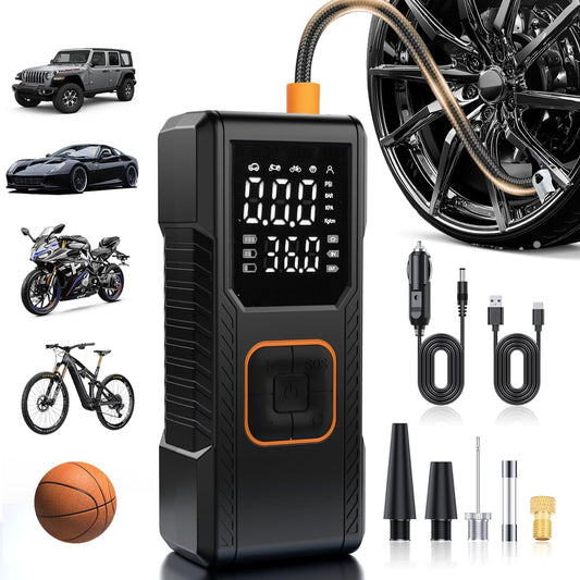 Tire Inflator Portable Air Compressor, 150PSI Cordless/12V DC Air Pump for Car Tires with Pressure Gauge, Auto Shut-Off, Faster Tire Inflator Bike Pump for Car, Motorcycle, Bicycle, Ball