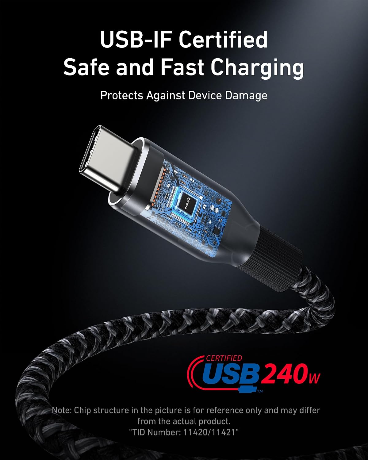 Anker Prime USB C to USB C Cable, 240W Fast Charging Durable Cable (6 ft) | USB 2.0 Upcycled Braided Nylon, 100-Year Bend Durability for iPhone 17 / 17 Pro / 17 Pro Max, MacBook, Galaxy, and More