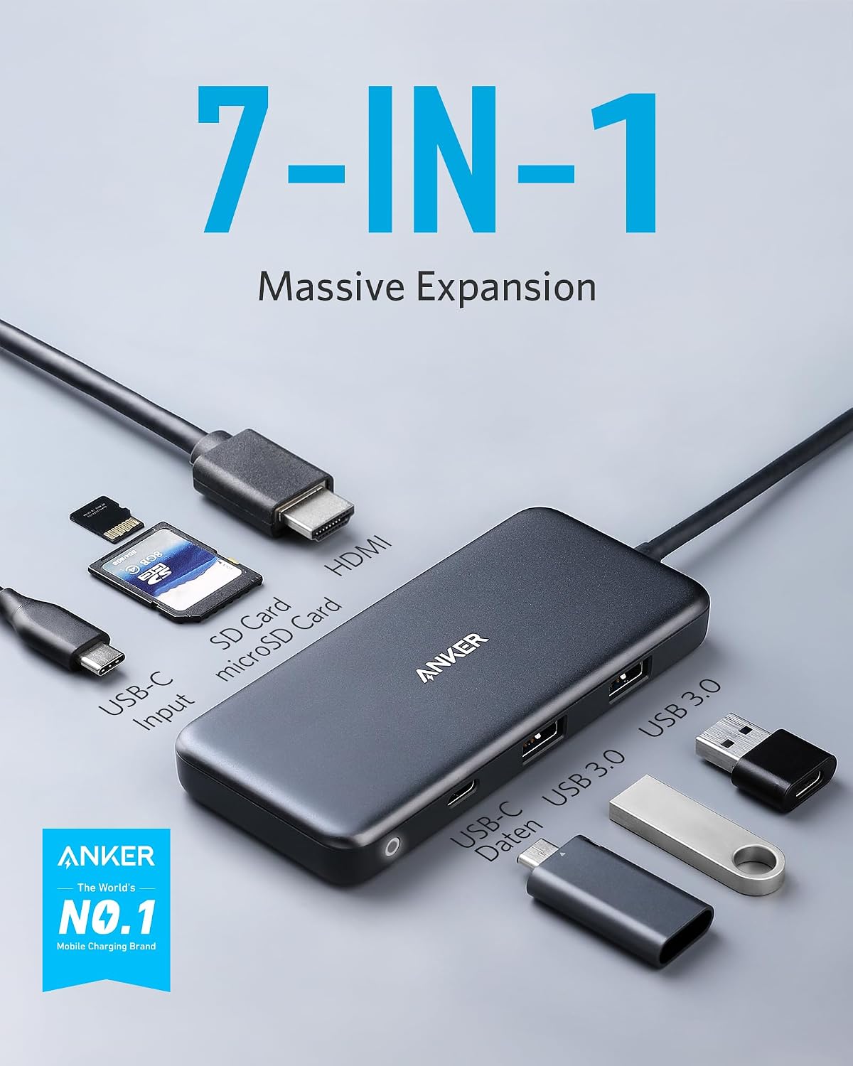 Anker USB C Hub, 7-in-1 Multi-Port USBC Hub, 4K HDMI USB-C Adapter
