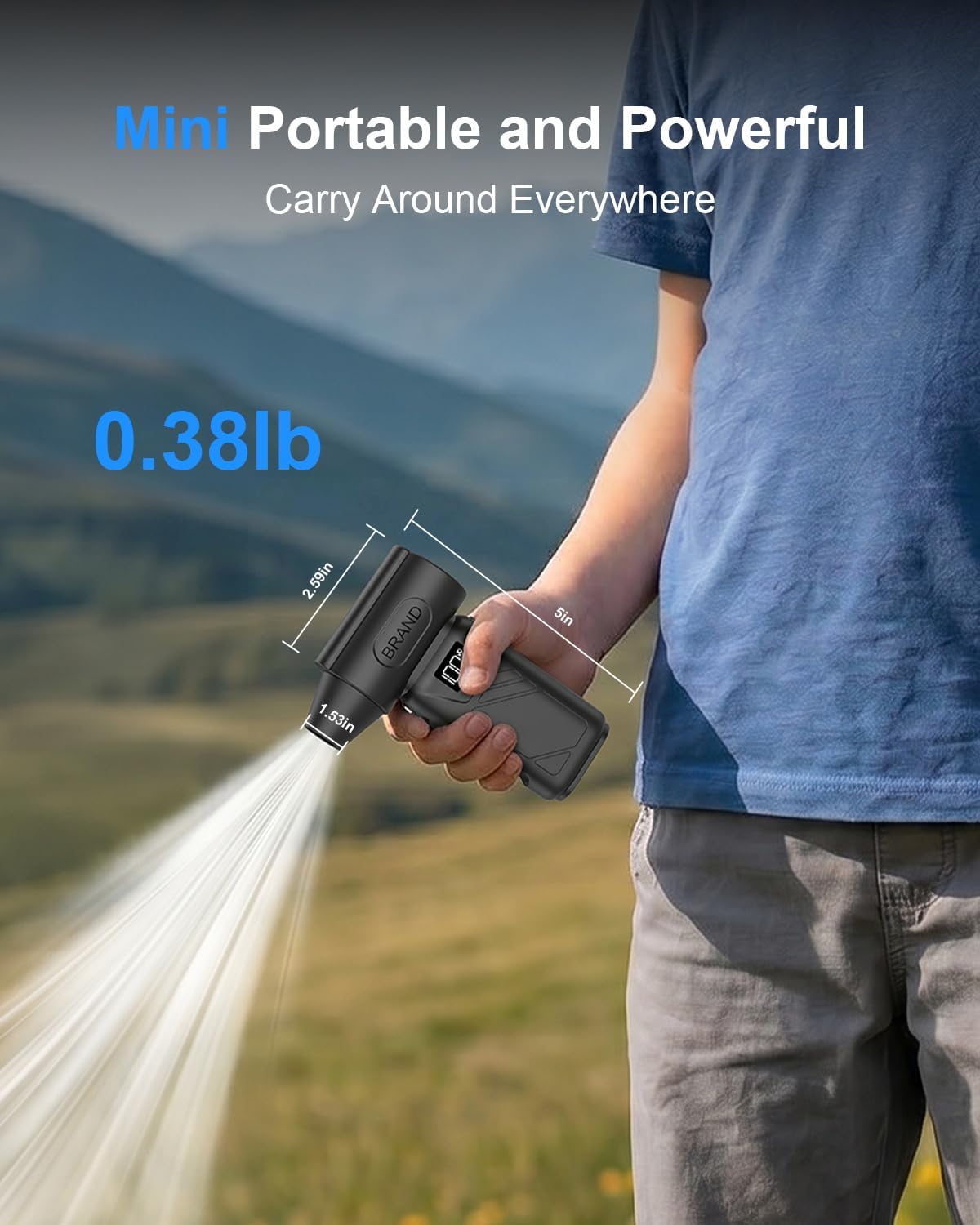Solarplay Black Compressed Air Duster, 130000 RPM Cordless Air Blower with 5-Gear Adjustable Speed, 4000mAh Fast Charging, 4 Nozzles for Car Cleaning Kit, PC Electronics, Home, Outdoor & Inflatables