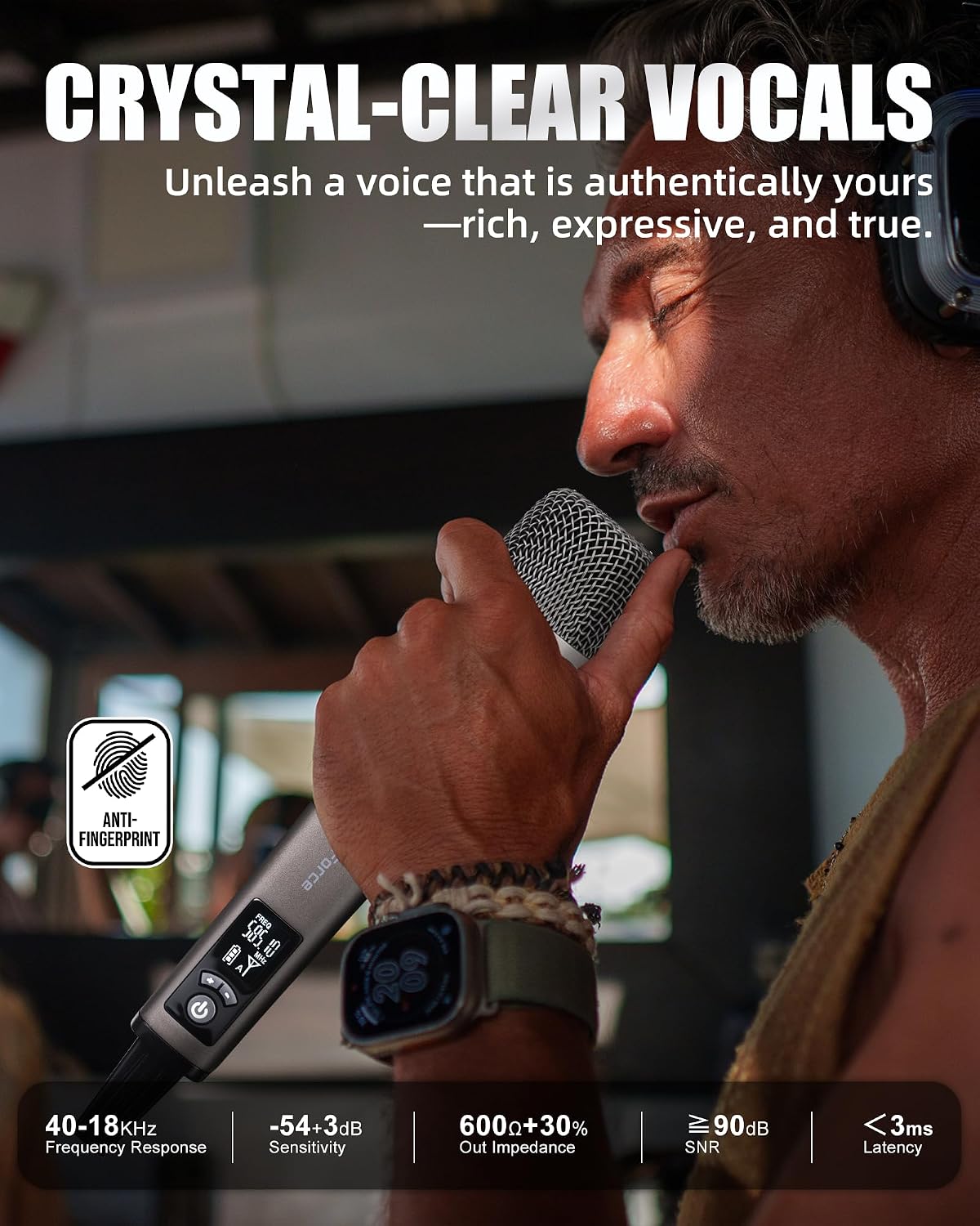 Wireless Microphone for Singing, Professional Vocal Microphone | UHF Wireless System, Plug-and-play, 260ft, Pickup Pattern, Long Battery, All-metal Build, Karaoke Microphone for Speaker