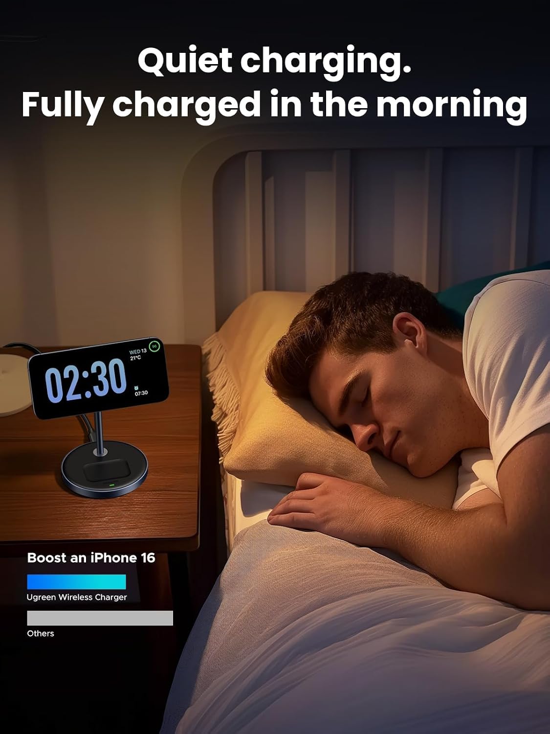 UGREEN MagFlow 2-in-1 MagSafe Compatible Wireless Charging Stand | Fast Wireless Charger for iPhone 12-17 Series and AirPods, 3FT Cable (Adapter Not Included)