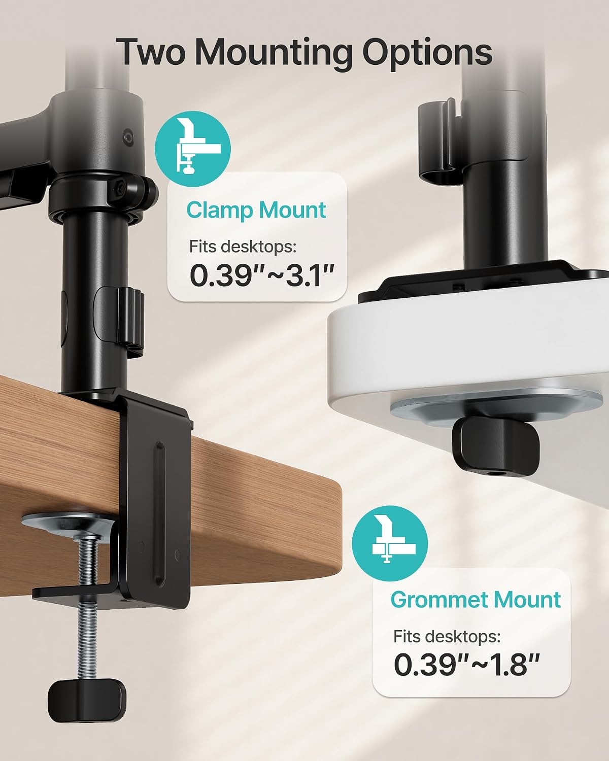 PEGZONE Dual Monitor Stand for 17-32 Inch Screens,Full Motion Desk Mount