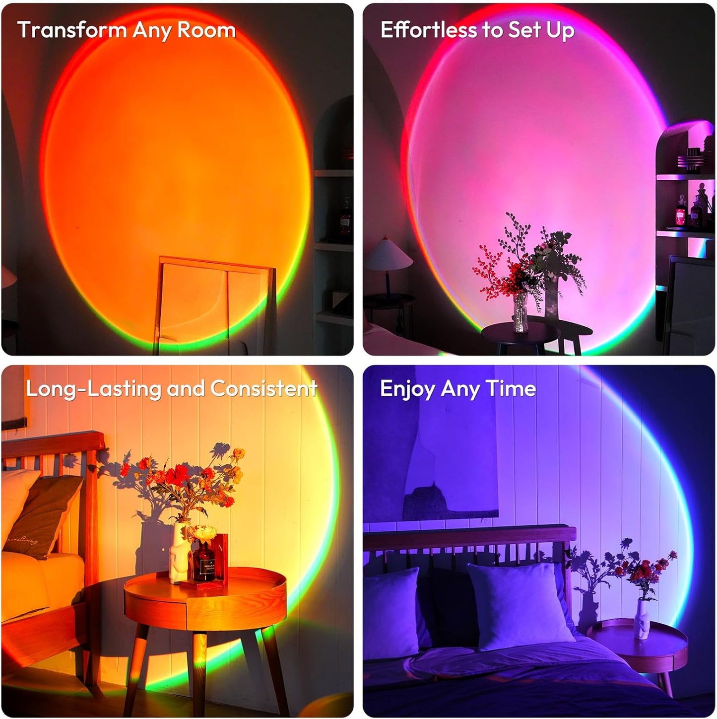 Sunset Lamp Projector with APP Control - 21 Color Changing LED Sunset Light, 180° Adjustable for Photography, Bedroom Decor, Party, Wedding, Mood Lighting
