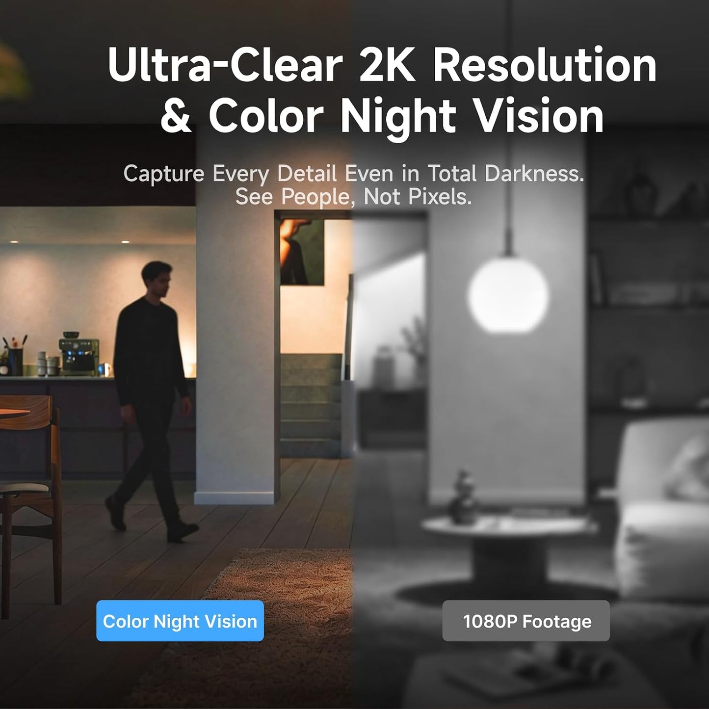 VSTARCAM 2K Dual Lens Security Camera Indoor, Free Cloud & SD Storage, No-Drill Ceiling Mount, 360° PTZ & Wide Angle, WiFi 6 2.4/5G, Color Night Vision, Motion Alerts, 6-Month Battery, 2-Way Talk
