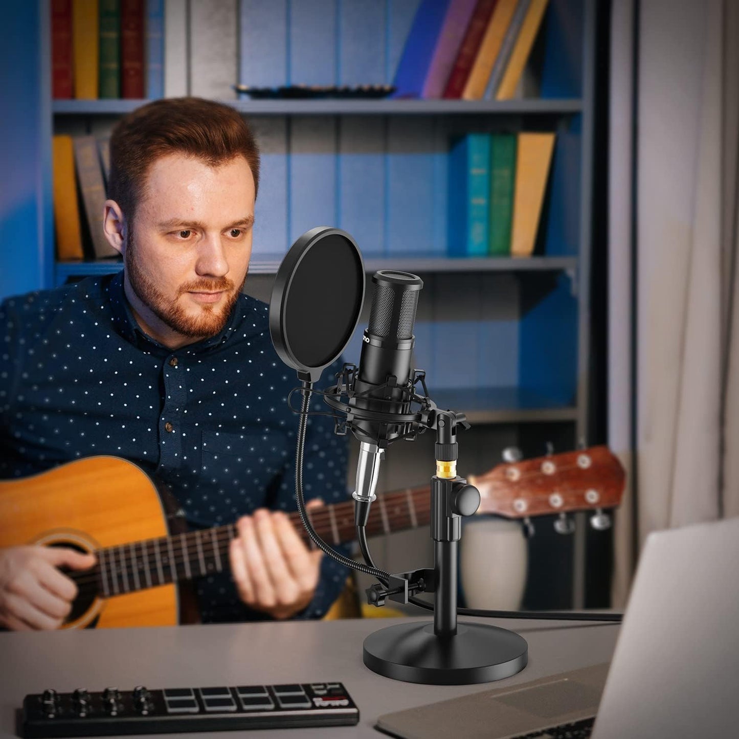 MAONO Condenser Microphone with 25mm Large Diaphragm, Professional Cardioid Studio Condenser Recording Mic with 3.5mm XLR for podcasting, Streaming, Singing, Vocal, Home-Studio (AU-PM325T)