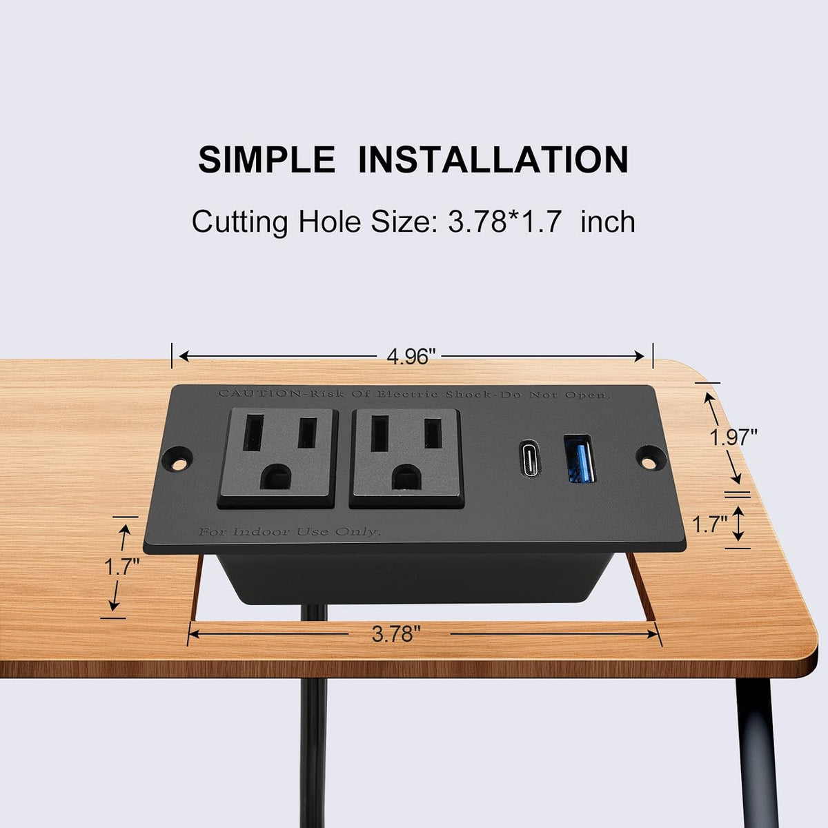 USB C Recessed Power Strip Fast Charge Desktop Power Station 2 Outlets 2 USB (PD20W & QC18W, Total 20W) Mountable Flat Plug 10'ft Extension Cord Mount for Tabletop Sofa Cabinet Nightstand