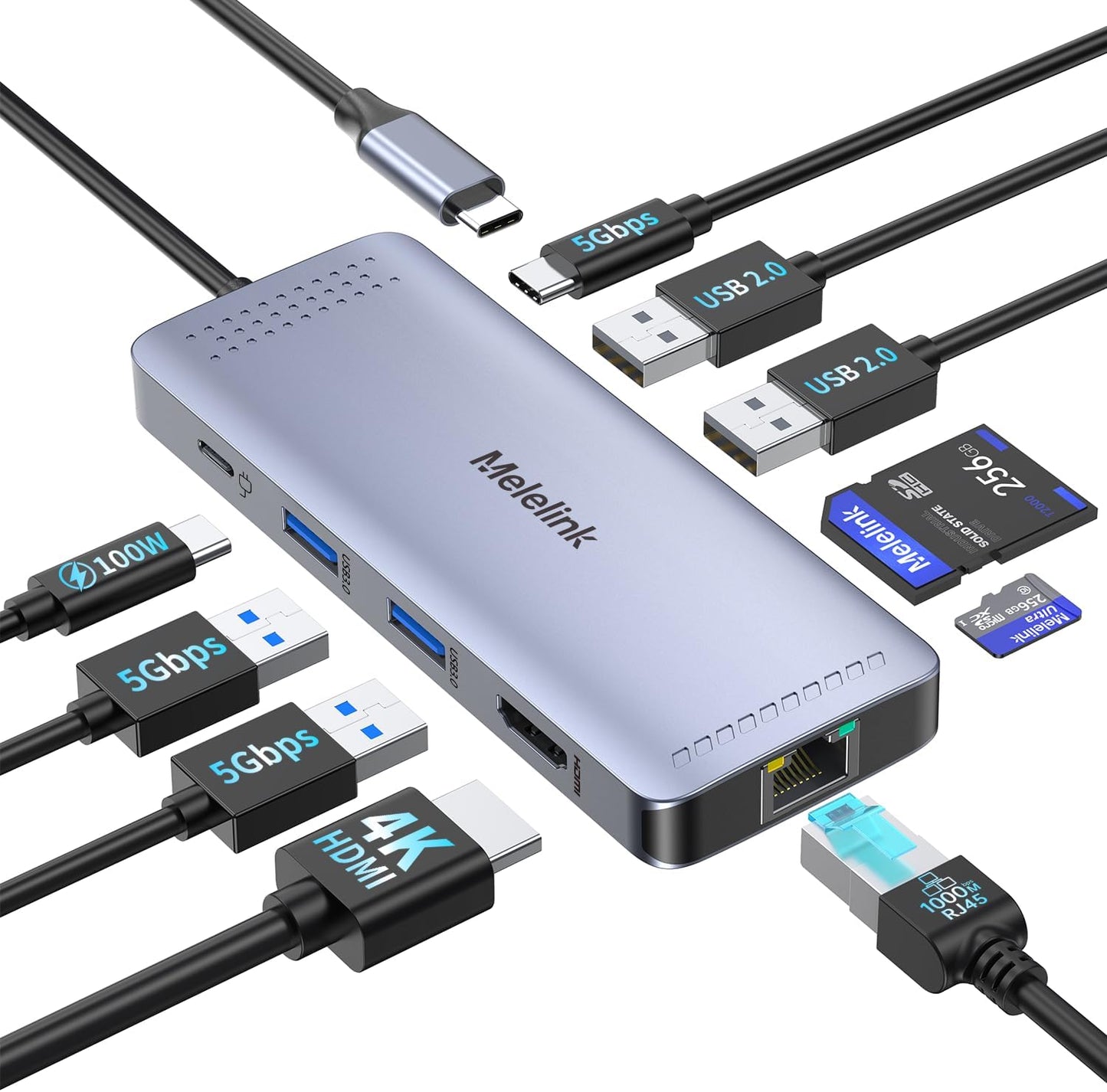USB C Laptop Docking Station Dual Monitor for Dell/Lenovo/HP, 15 in 1 USB C Hub Multiport Adapter Dongle Dock USB-C to 2 HDMI 4K@60Hz, 8K DisplayPort, 2 USB-C 10Gbps, 5 USB-A, 100W PD, Ethernet, SD/TF
