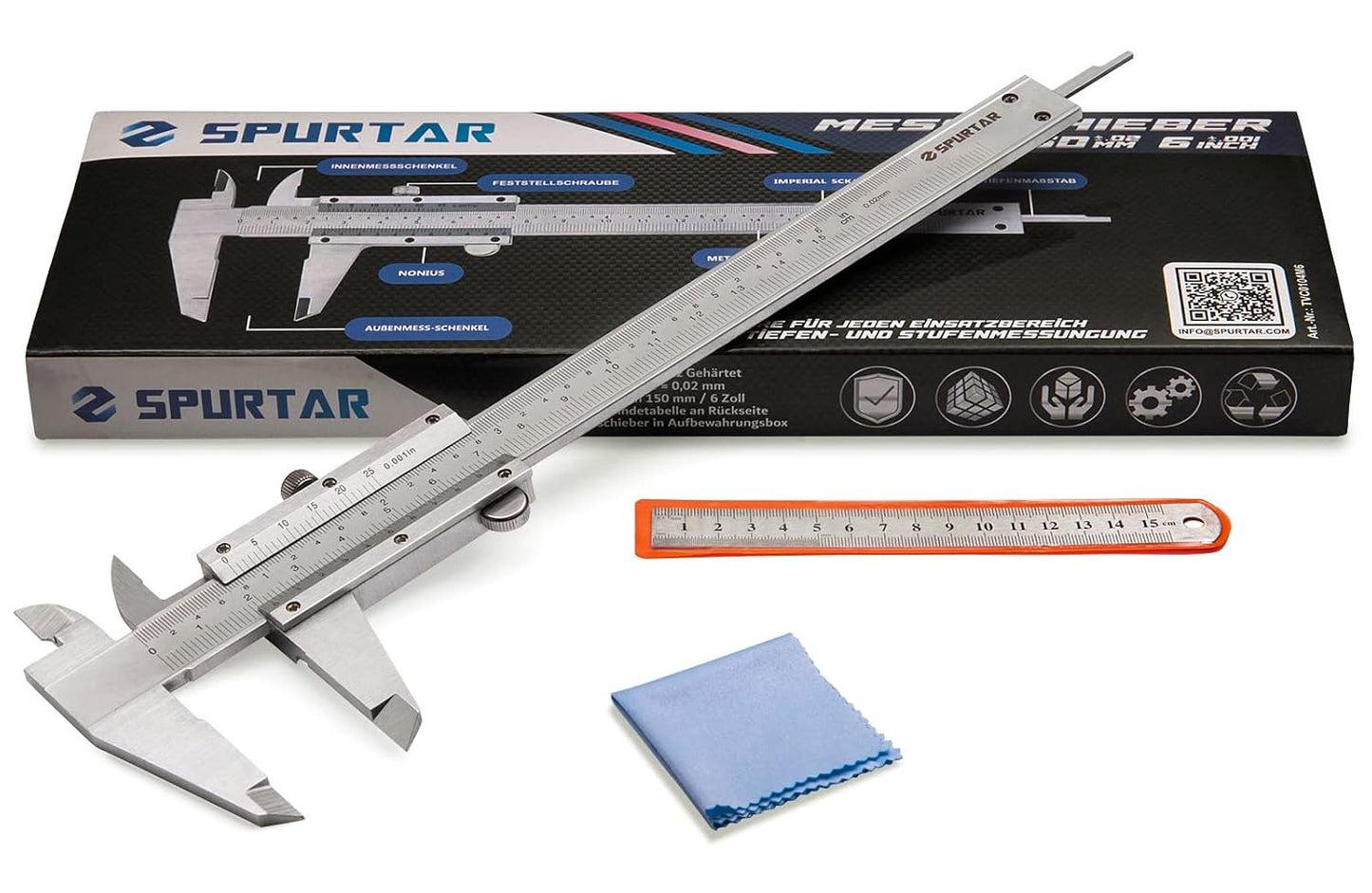 Spurtar Vernier Caliper Measuring Tool 6 inch/150mm, Non Digital Calipers | 0.001"/0.02mm High Precision, Durable Micrometer, Measuring Tool, Dual Imperialand Metric Scale
