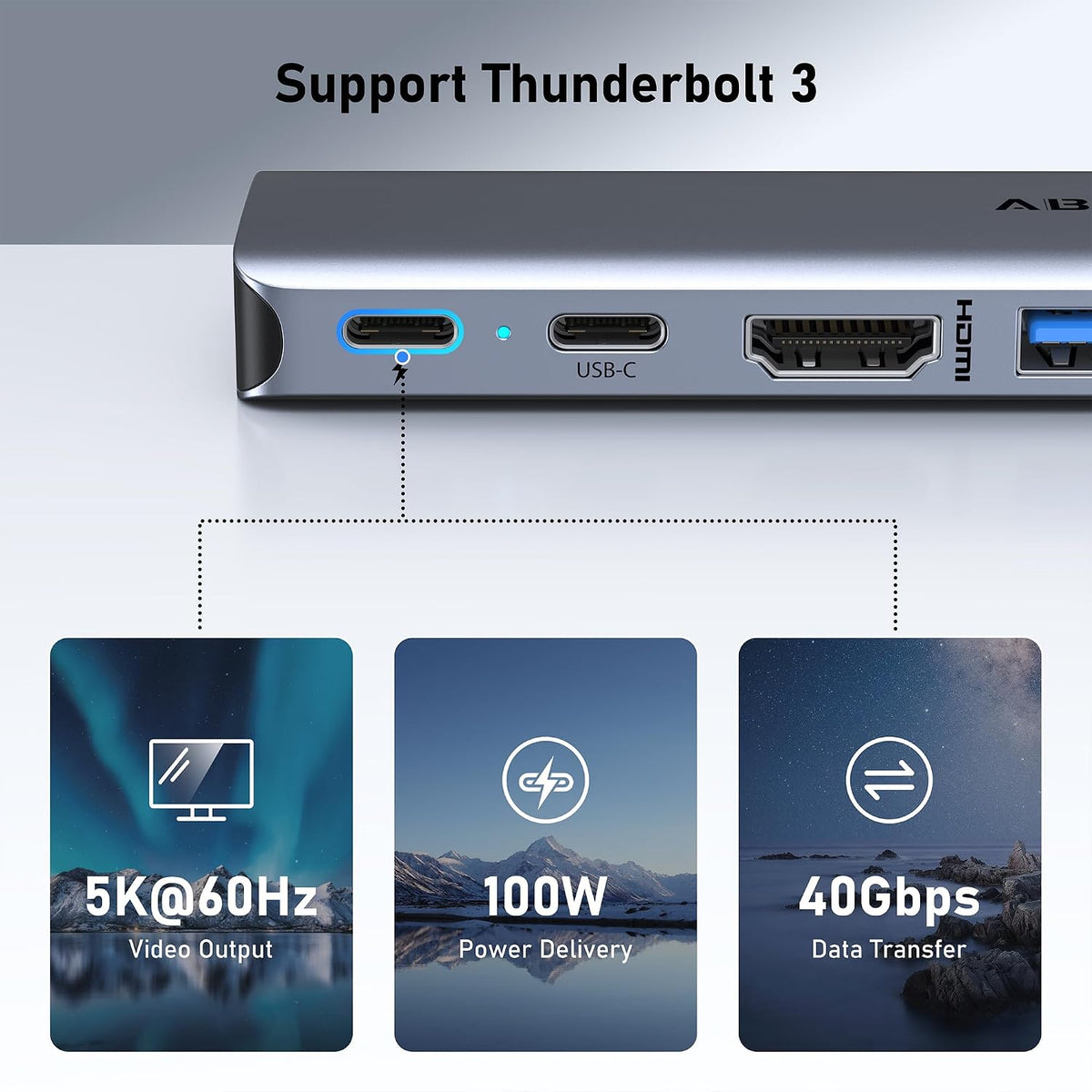 USB C Hub Adapter for MacBook Pro/Air, 8-in-2 Mac Adapter Multiport