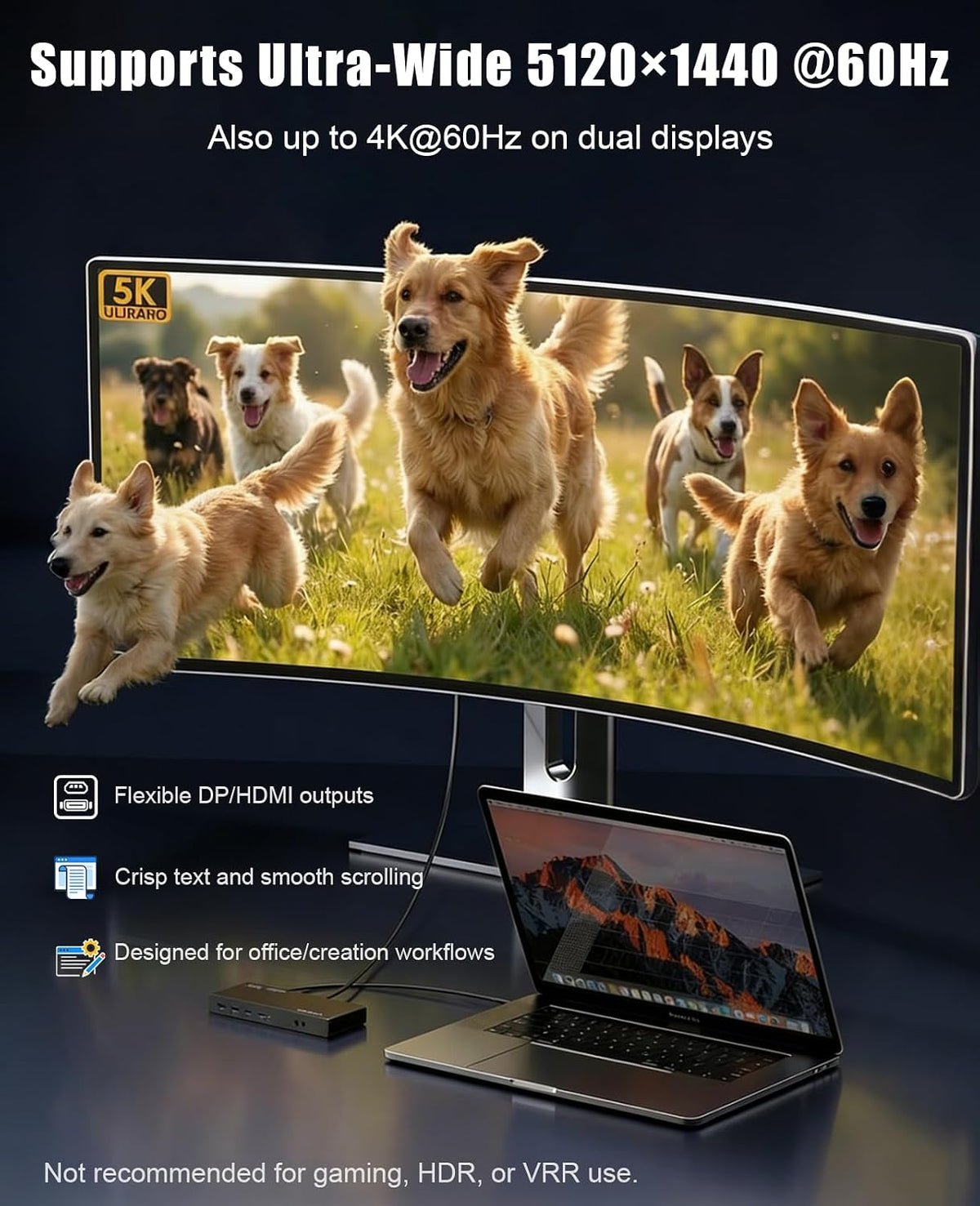 WAVLINK Displaylink Docking Station Dual 4K@60Hz Monitor for Mac, Windows