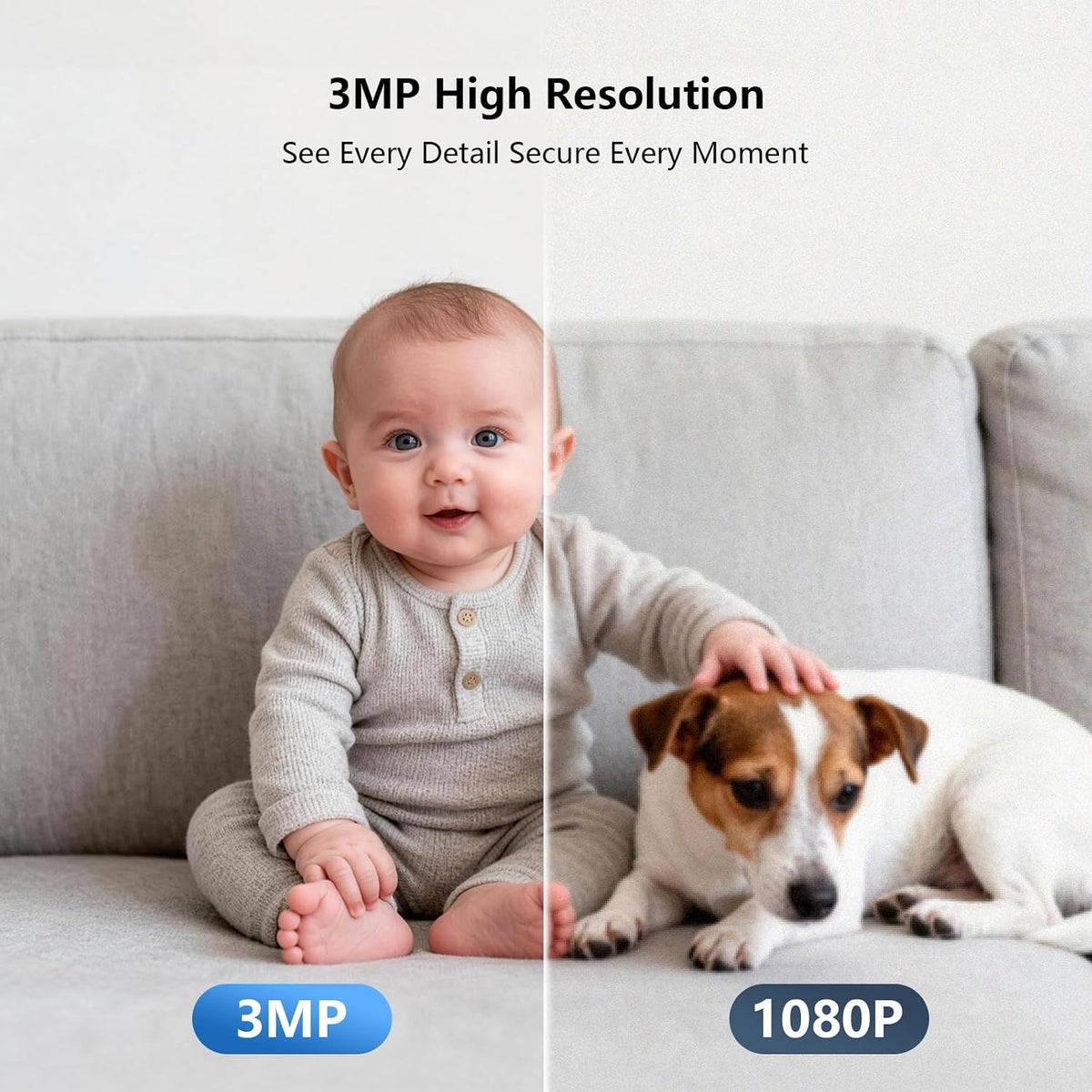 3MP WiFi Indoor Pet Security Camera,Room Camera for Home Security