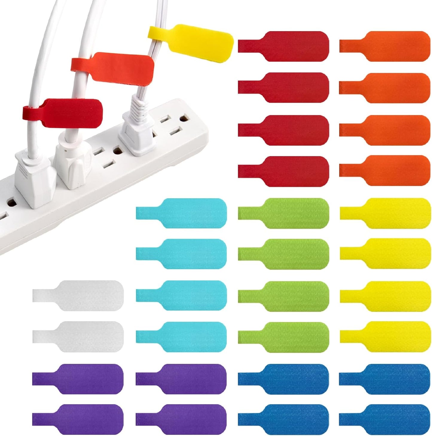 Wrap-It Storage - Cable Labels, Medium, Multi-Color (30-Pack) Write On Cord Tags for Wire Management and Identification | Write On Cord Labels, Wire Labels, Cable Tags and Wire Tags for Spring Cleaning Cable Management and Identification
