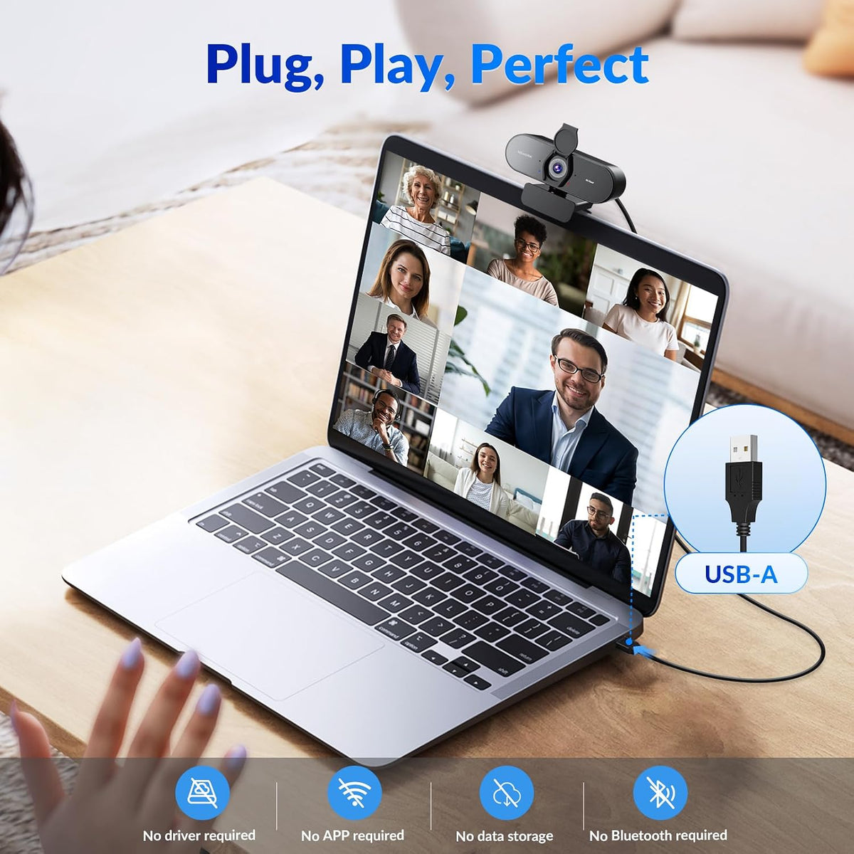 EasyCam 4K Webcam for PC - Ultra 4K HD, PDAF Autofocus, Dual Mics | Auto Light Correction, 79°FOV, Plug & Play, Privacy Cover, Computer Camera for High-End Business Meetings & Live Streaming