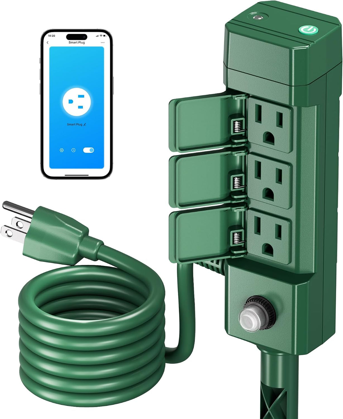 HBN Smart Outdoor Power Stake Timer, 6 Outlets, WiFi Voice Control