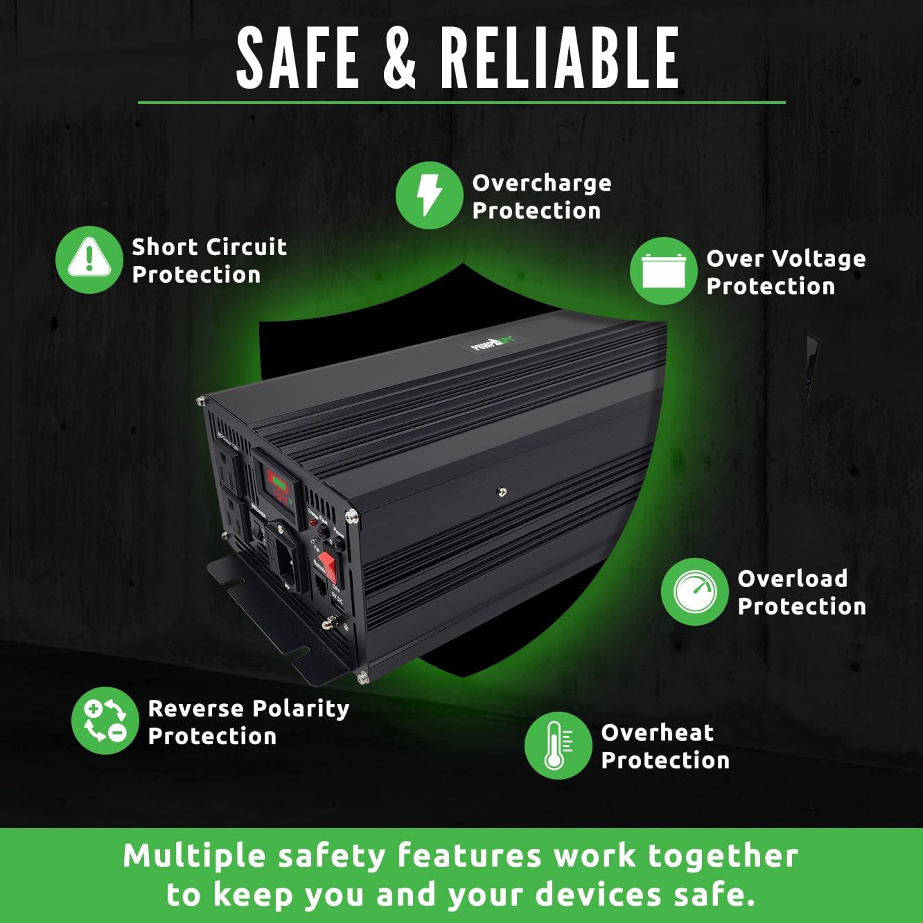 PumpSpy 2000W Sump Pump Battery Backup System, Safe Back Up System for Emergency and Power Outage, Superior Home Silent Sump Pump Backup Power Supply with Intelligent Cooling