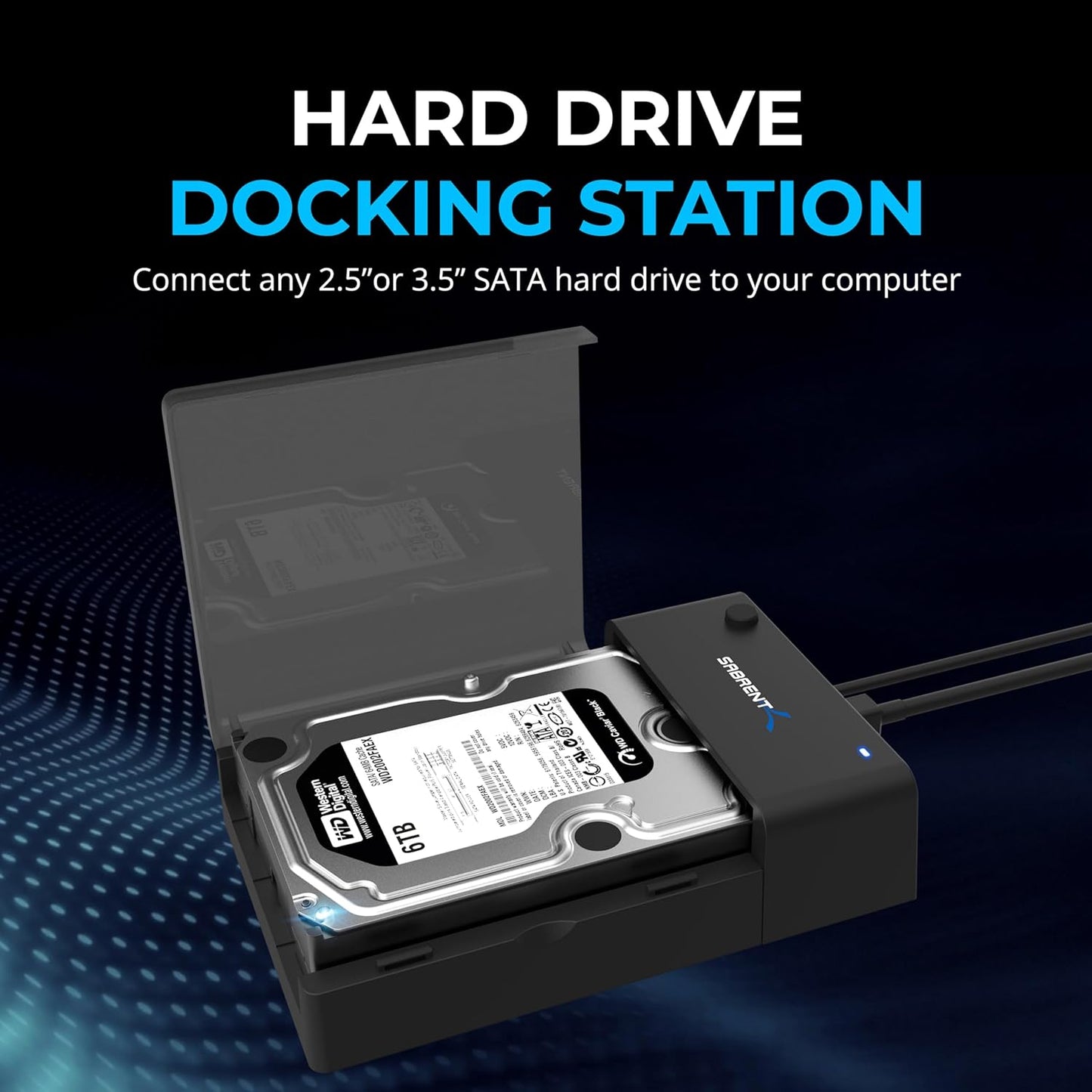 Sabrent USB 3.0 to SATA Hard Drive Docking Station, 2.5/3.5in (EC-DFLT) | Lay-flat dock for 2.5"/3.5" HDD & SSD; UASP 5Gbps; USB-powered; supports SATA I/II/III; hard drive reader; hdd enclosure