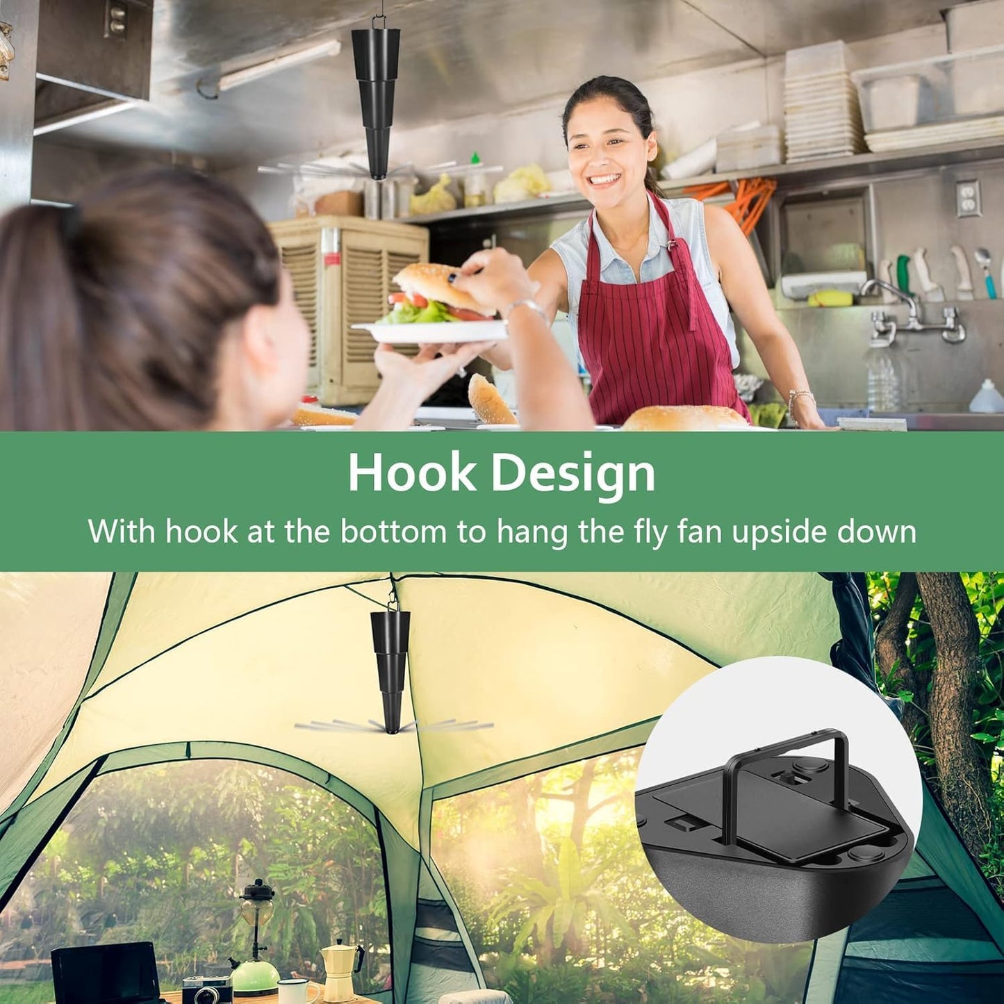 Fretech Fly Fans for Tables 4 Pack - Portable Automatic Picnic Table Food Repellent Fans Spinner for Restaurant, Party, Home