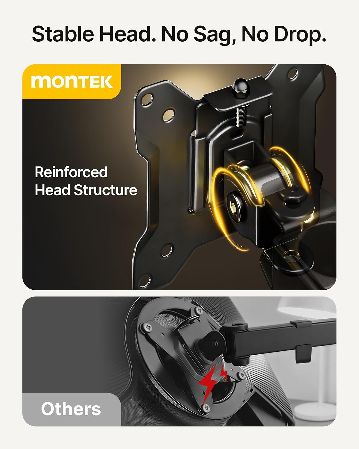 monTEK Freestanding Single Monitor Stand for 17-32" Screens, 22 lbs | Solid V-shaped base, single-screen full-motion arms, height adjustment, tilt, swivel, rotation and VESA 75/100