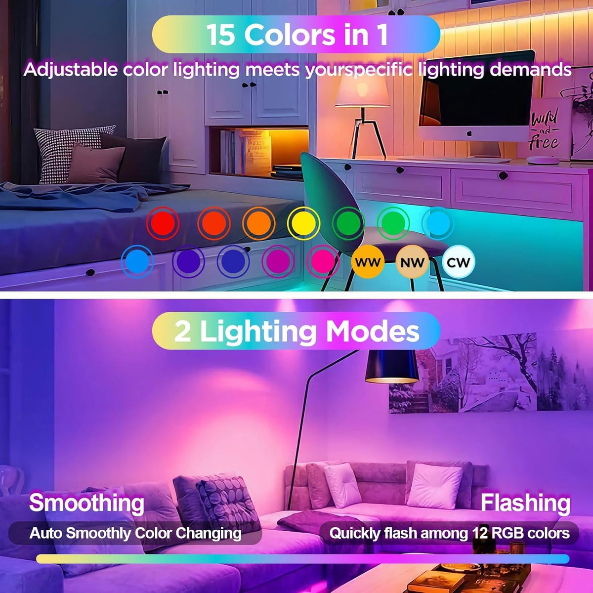 Yochoice Rechargeable Battery Operated Light Bulb with Remote, 2-Pack