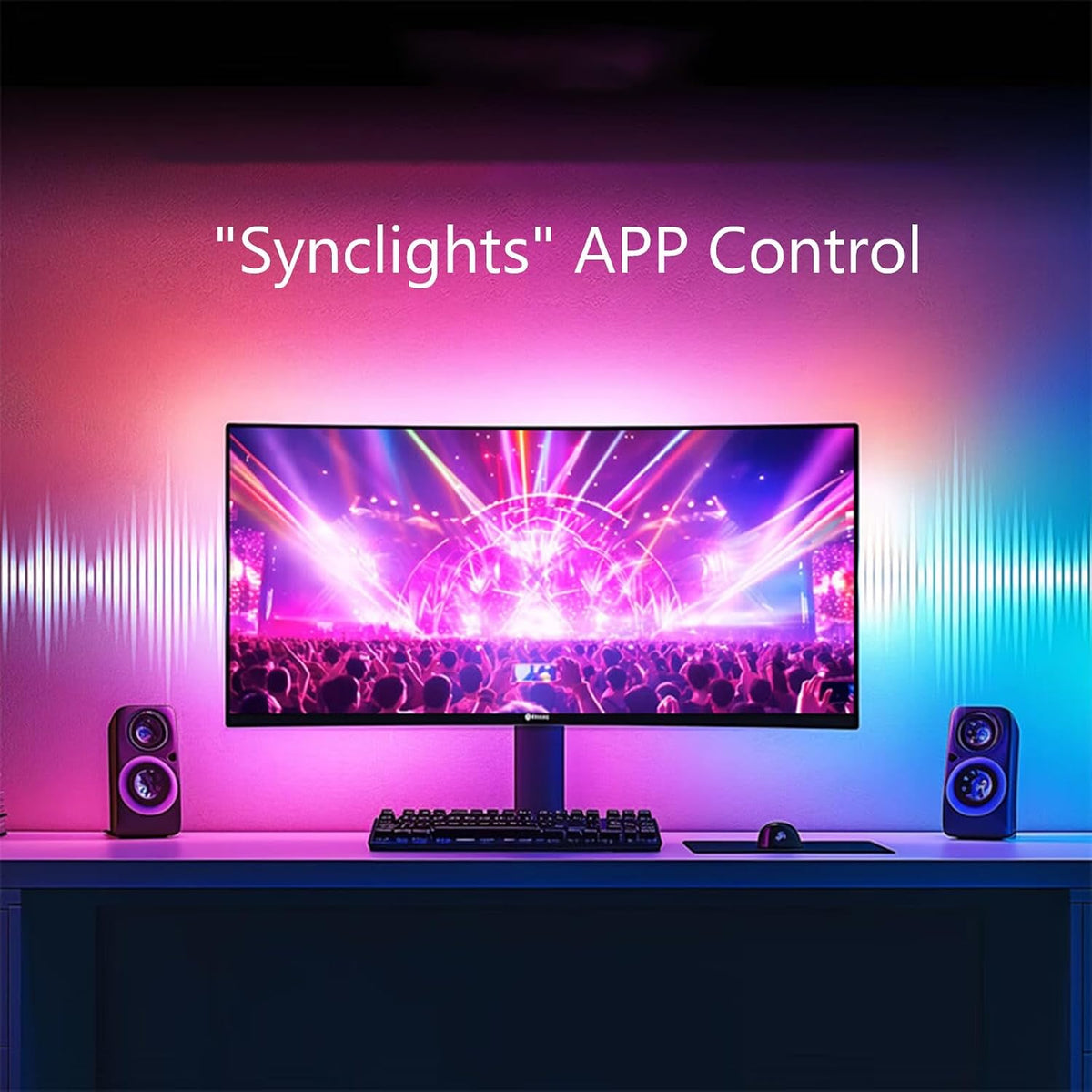 Monitor LED Backlights, RGB Screen Desk Light PC, Computer Light Bar Behind Monitor, LEDs for Desk Gaming, USB Port, LED Strip Lights that Sync with Screen Color or Music(27 inches)