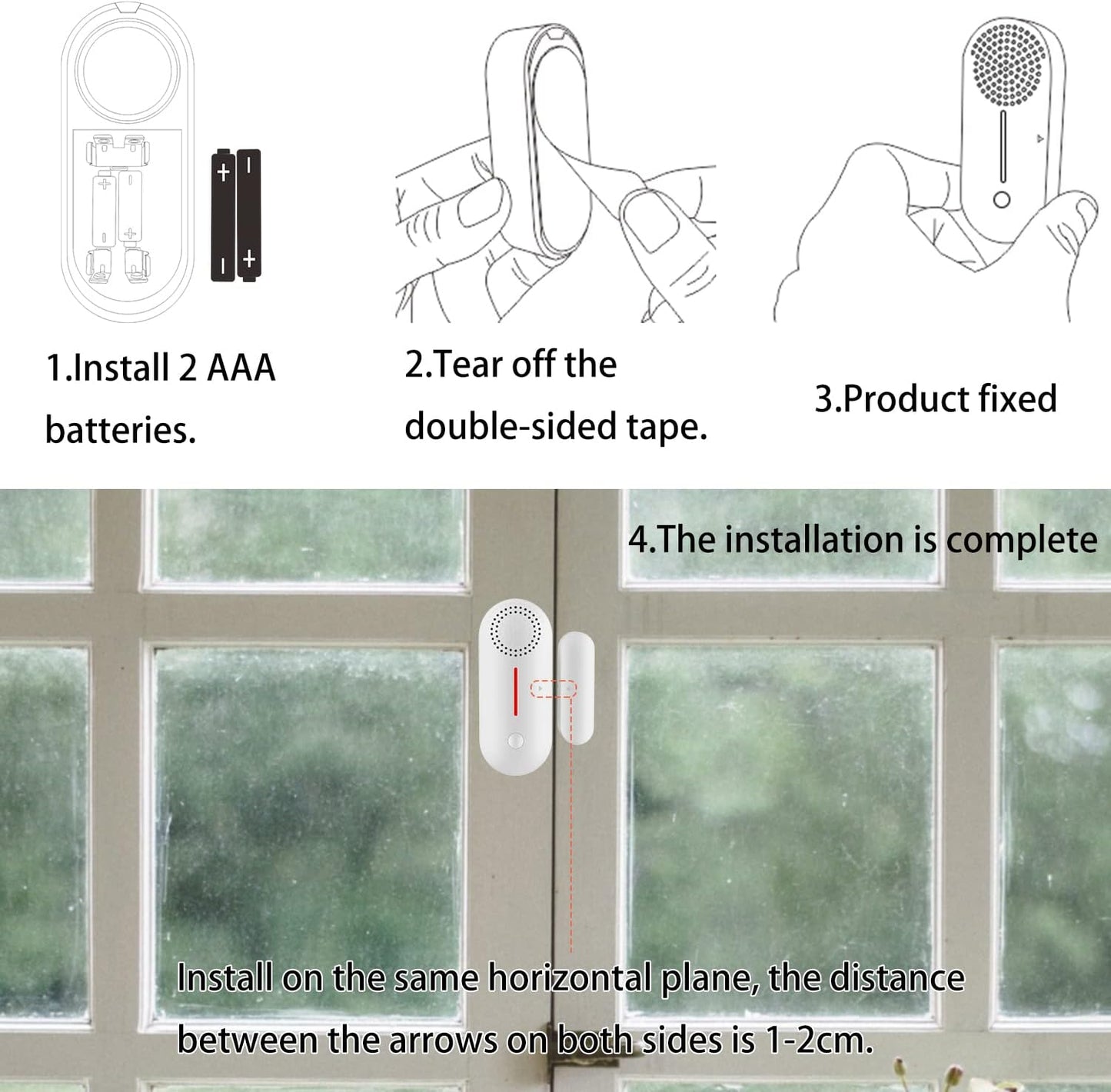 WiFi Door Window Sensor Alarm: Smart Door Sensor, Magnetic Contact Sensor Wireless for Home Security Burglar Alert, 90db Alarm & App Notification, Door Open Sensor Compatible with Alexa (1-Pack)
